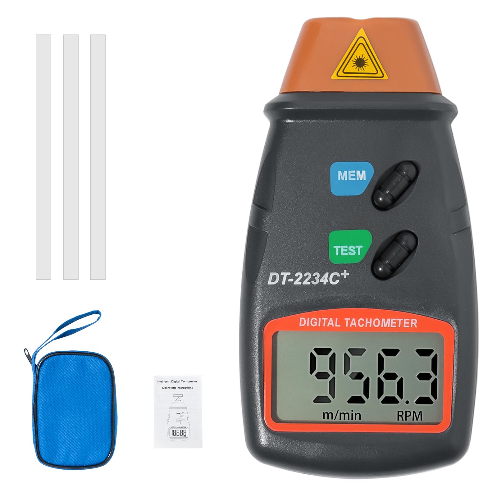 grdm portable digital laser tachometer with wide measuring range, 5-digit display non contact tachometer for motor maintenance or model cars