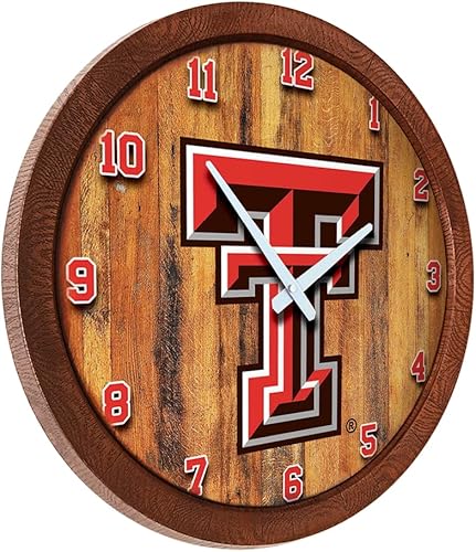 Miniatura 525 de The Fan-Brand NCAA Oklahoma Sooners: Faux Barrel Top Wall Clock Sports Team Bar Sign Décor - Home Man Cave, Party Decoration - Made On Demand