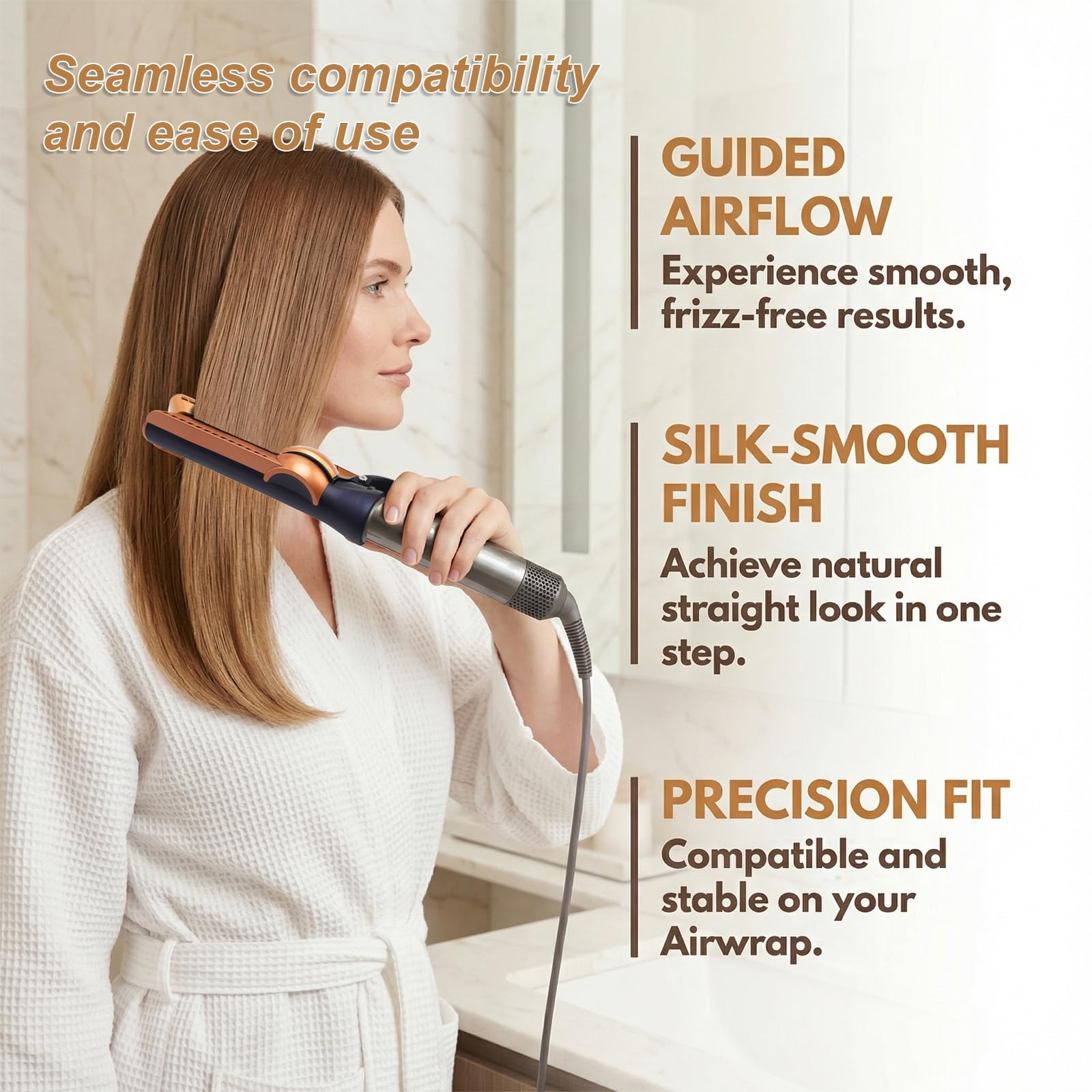 Airflow Accessoire de lissage pour cheveux Dyson Airwrap HS01/HS05/HS08 avec technologie à air froid réduit les dommages causés par la chaleur sans plaques chauffantes