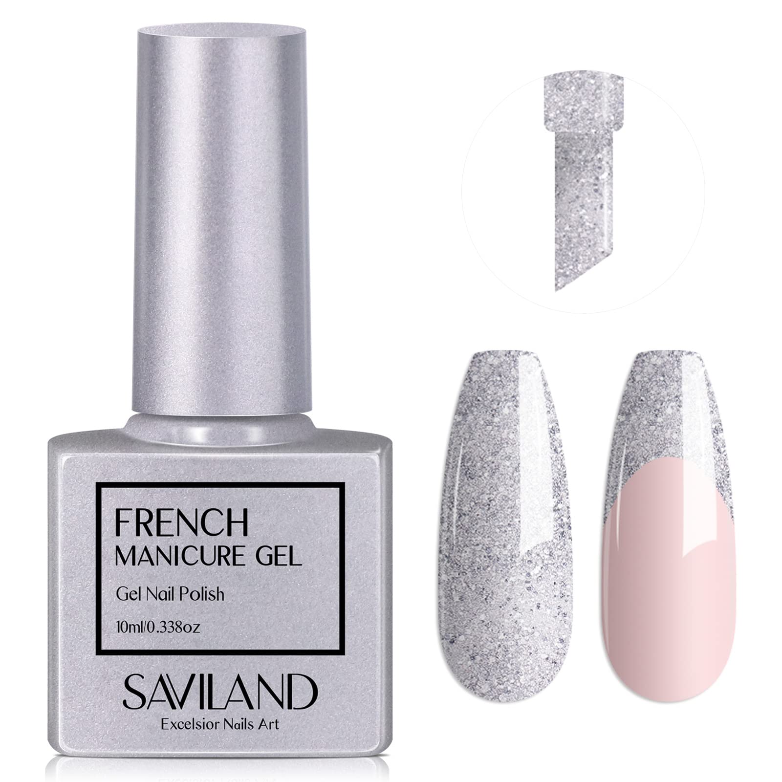 Saviland French Gel Nagellack – Soak Off Gel Nagellack Maniküre U V LED gel Nail Art Starter für Nagelstudio & DIY Nagelprofis (Splitter)