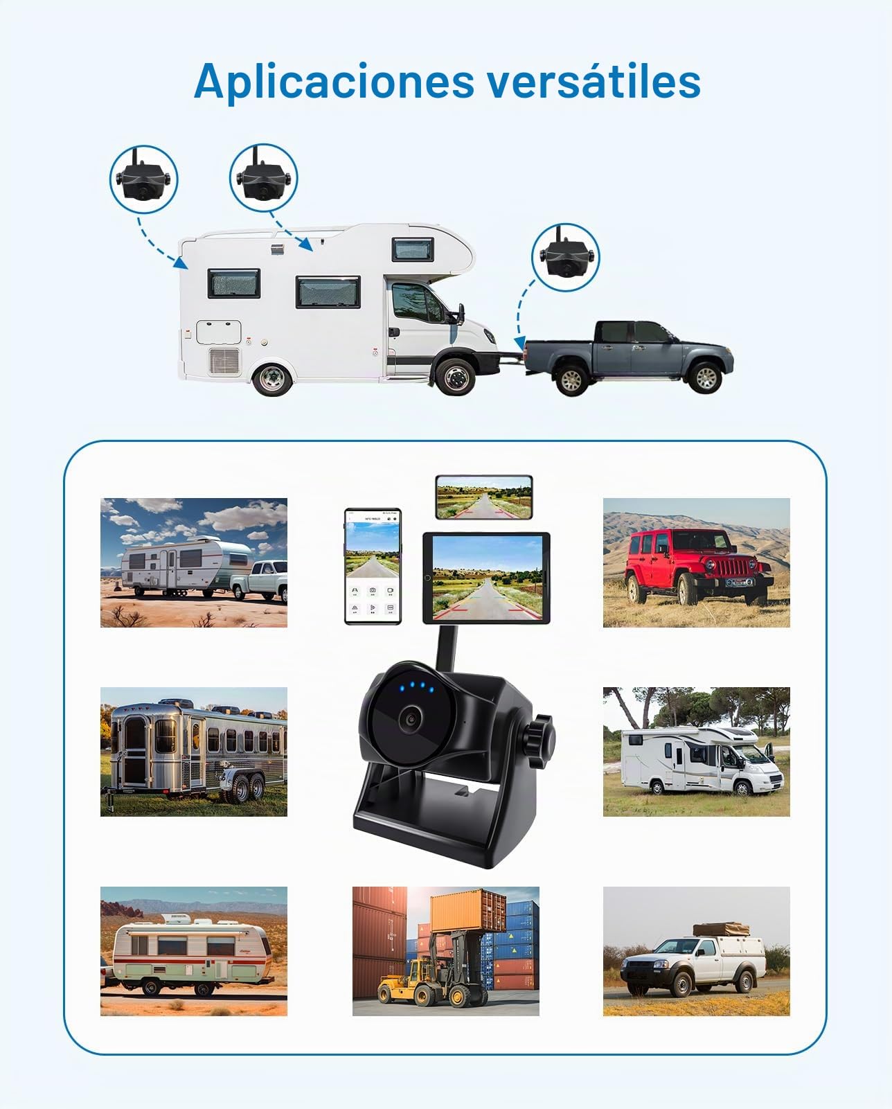 Cámara de visión trasera inalámbrica magnética 1080P, cámara de visión trasera WiFi con batería duradera, 90 días en espera, visión nocturna, IP69K, fácil instalación para camiones, remolques