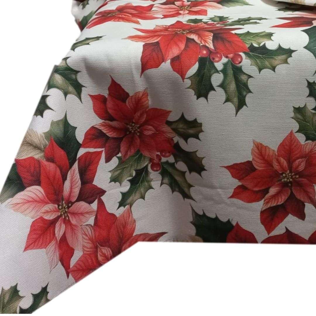 RICAMI FIORENTINI BALDI Obrus NOEL. Wytrzymała bawełna panama z gwiazdami Nalale. Produkcja rzemieślnicza. Wyprodukowano we Włoszech (kwadratowy 250 x 250 cm)