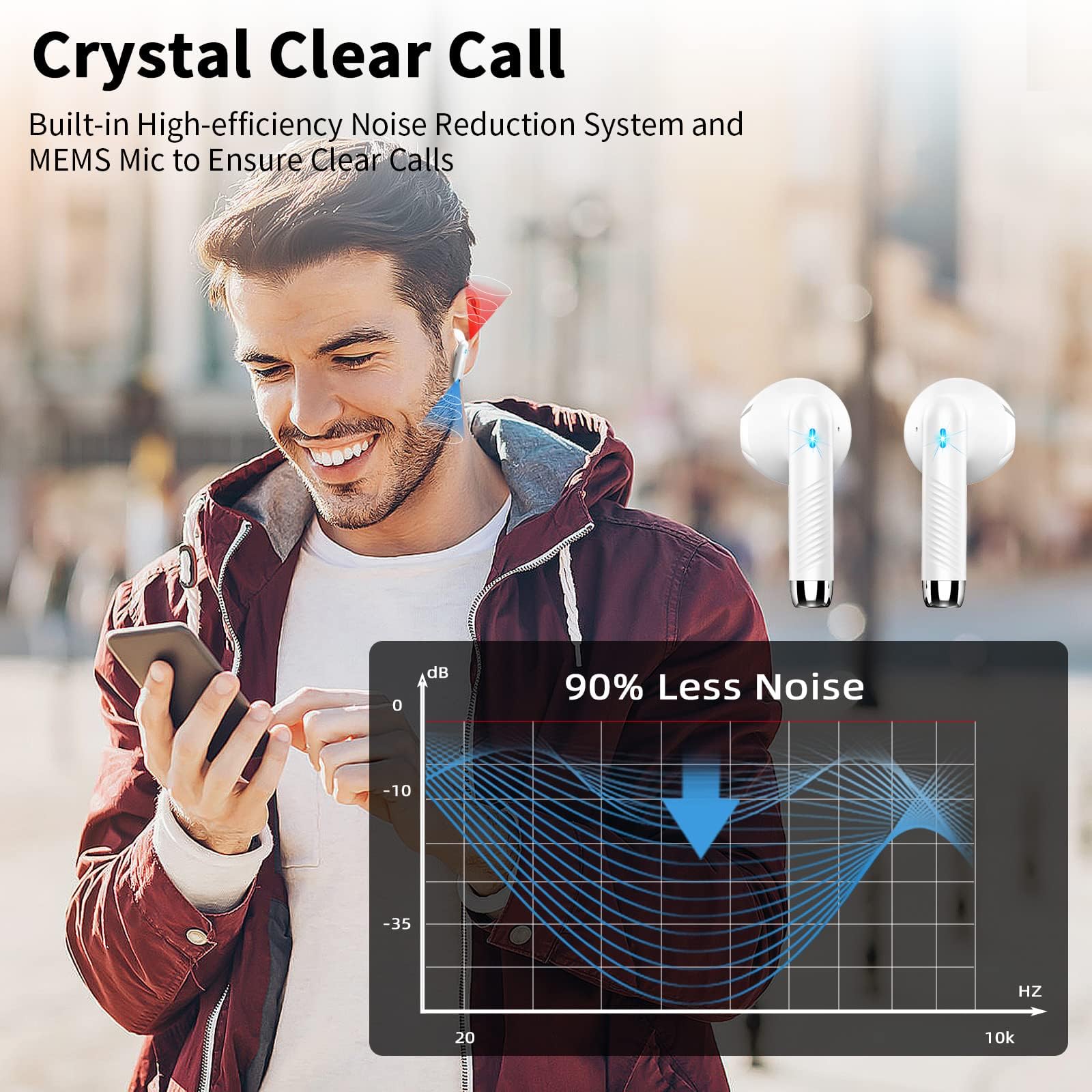 Drsaec Auriculares Bluetooth 5.4, 6D bajos profundos, auriculares inalámbricos Bluetooth 2026, auriculares inalámbricos de 56 horas con 4 micrófonos ENC, auriculares con cancelación de ruido, USB-C