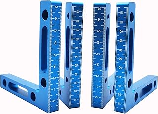 90 Degree Positioning Squares, 4.7" x 4.7" L-Type Corner Clamping Square, Aluminium Alloy Right Angle Clamps Woodworking Carpenter Tool for Clamping to Boxes Picture Frames Shelf Cabinets (4, Blue)