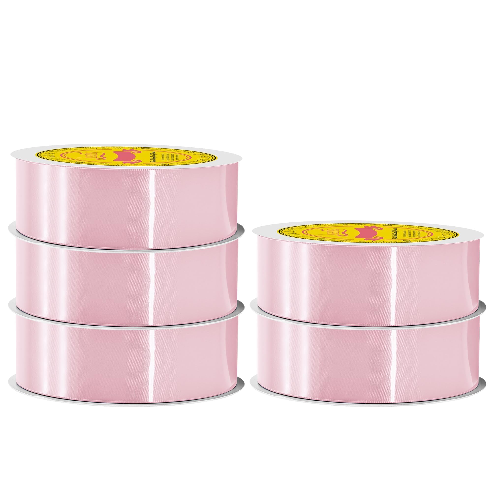 250 Yards Light Pink Satin Ribbon Polyester Ribbon for Gift Wrapping Very Suitable for Weddings Party Hair Bow Invitation Decorations and More（1-1/2 inch X 50Yards X 5 Roll）