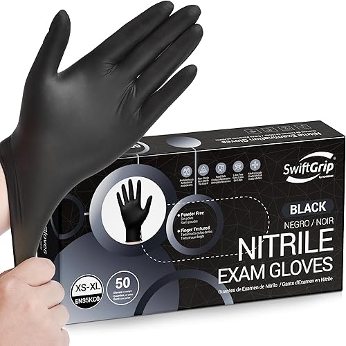 Miniatura 21 de Disposable Nitrile Exam Gloves, Black Nitrile Gloves Disposable Latex Free for Medical, Cooking & Esthetician 01 negro