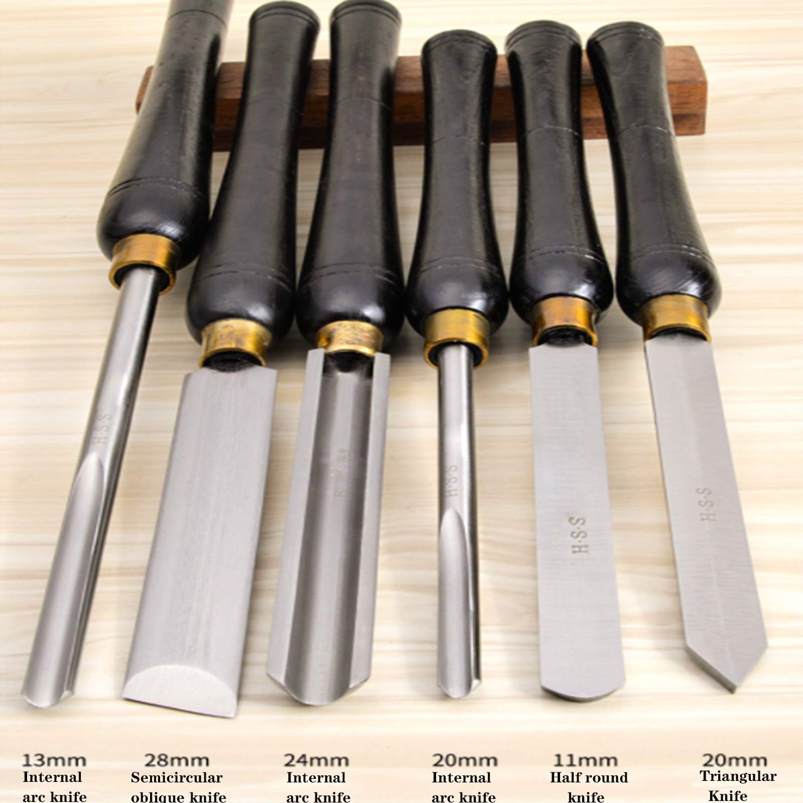 Cincel, Cincel Giratorio Hss, Juego en Caja de Madera (6 Piezas), Accesorios de Torneado de Madera Antioxidantes, Herramientas de Torneado, Juego de Cinceles Torneados de Madera