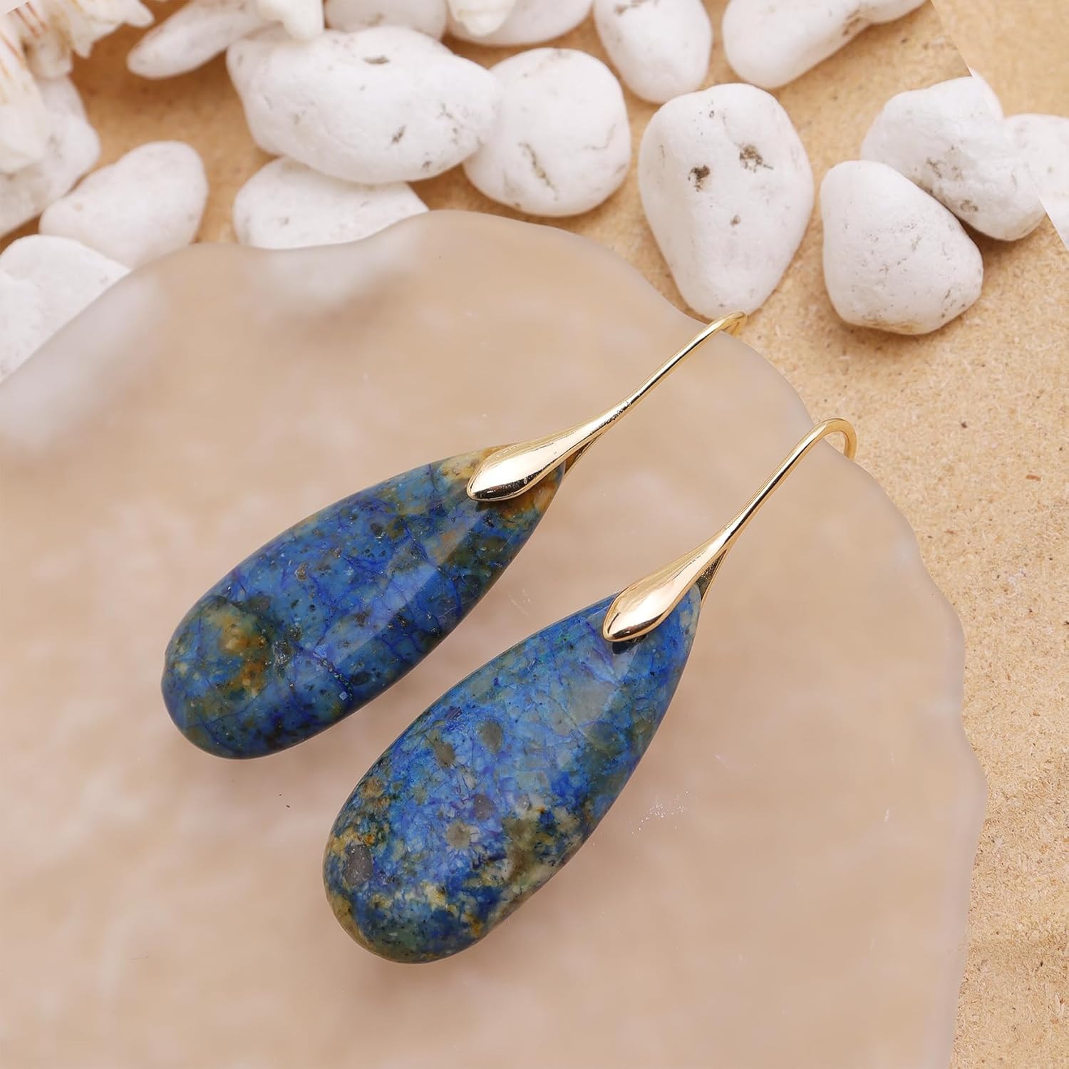 Sonateomber Natural Stone Dangle Drop Earrings for Women, Boho Healing Stone Lightweight Earing Prom Jewelry Gift - Image 5