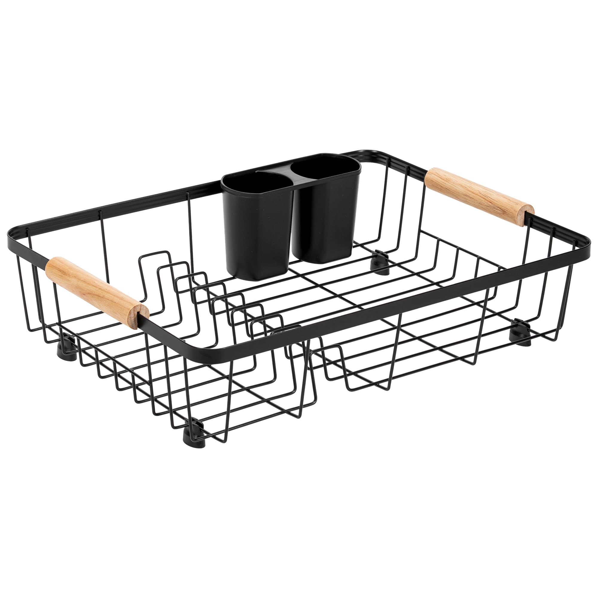 KARL HAUSMANN Egouttoir Vaisselle INOX Noir avec Bac d'Égouttage - 42x31x10,5cm - Égouttoir Cuisine en Métal avec Porte Couverts - Egoutoire Vaisselle pour Assiettes, Verres et Tasses