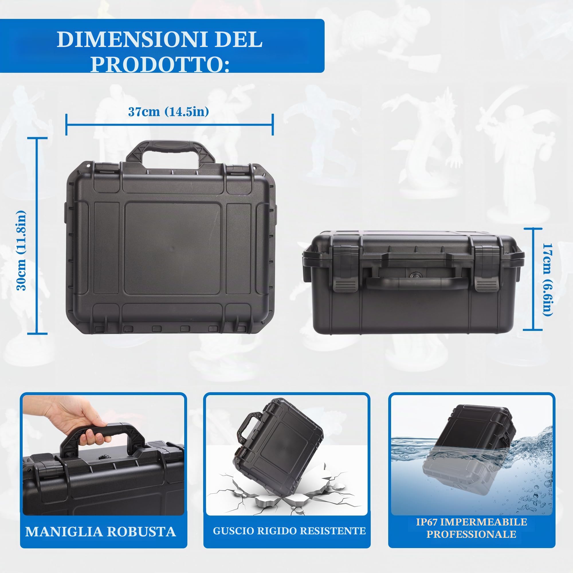 Robusto Valigia per Miniature, 116 Slot Valigia per il Trasporto di Miniature contiene 4 Inserti in Schiuma, Valigia di Stoccaggio per Miniature Compatibile con Warhammer 40k, Dungeons
