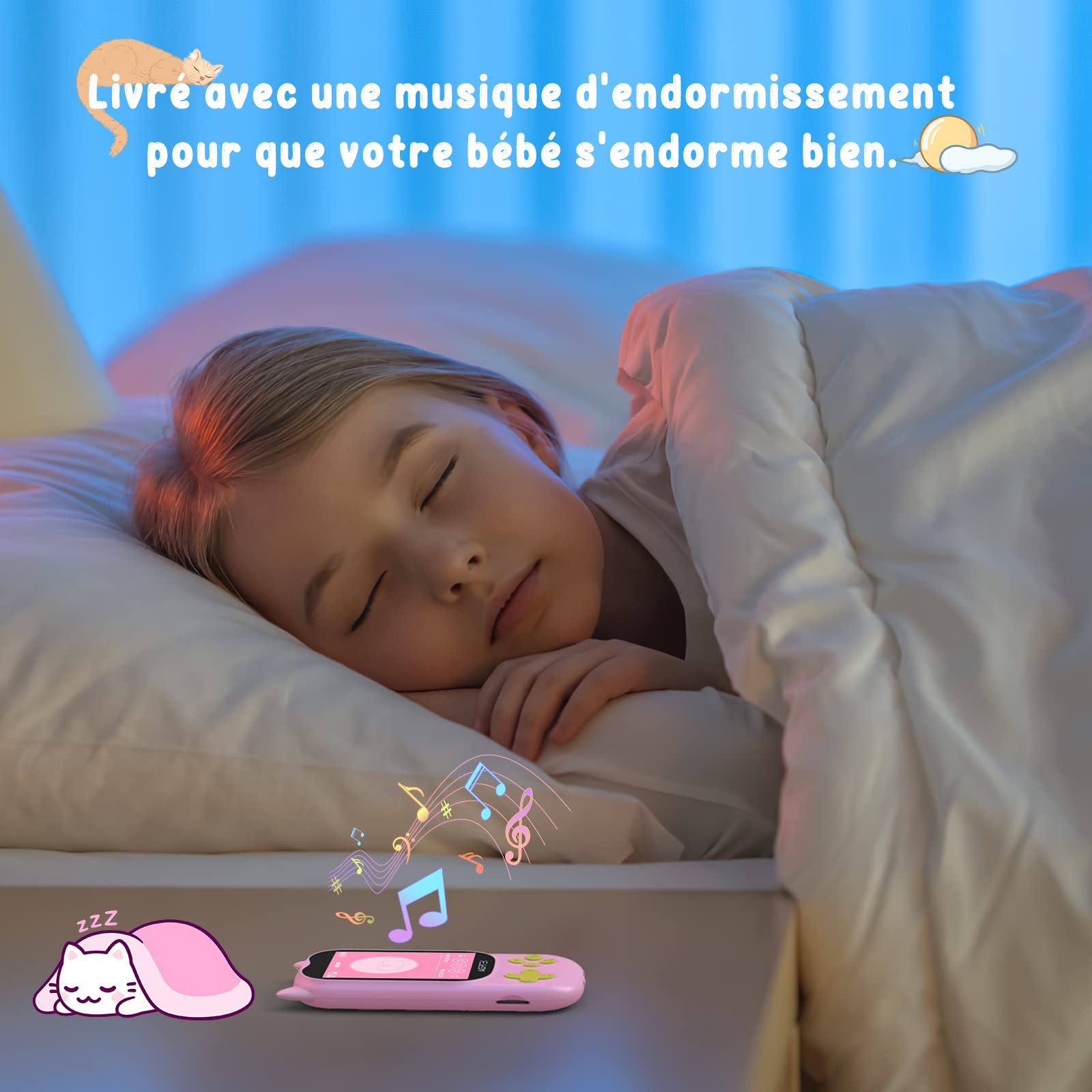 AGPTEK 32GB Reproductor MP3 para Niños, MP3 Bluetooth 5.3, 2.4" Pantalla TFT Reproductor de Música con botón de Reproducción, Volumen, Radio FM, Reloj Despertador, Tarjeta TF de hasta 128G, Rosa