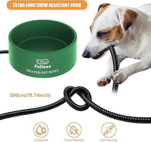 Miniatura 5 de Cuenco térmico para mascotas con cable resistente a los masticables, cuenco térmico que proporciona agua potable en invierno para perros, gatos,