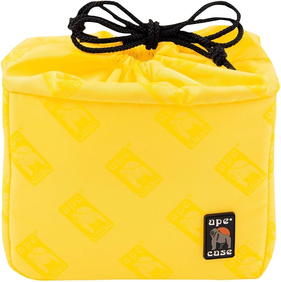 Ape CaseCubeze (ACQB 33) Flexible Padded Storage Bag; Removable & Adjustable Padded Inserts; Drawstring Closure; Hi-Vis Yellow Interior; Exterior Pockets for Accessories; Yellow