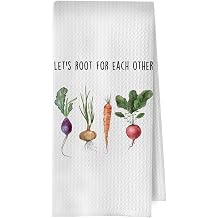 Inspirational Foodie Kitchen Towels - Funny Vegetarian Decorative Waffle Dish Towels, Gardening Gifts Hand Tea Towel, 16x24 Inches