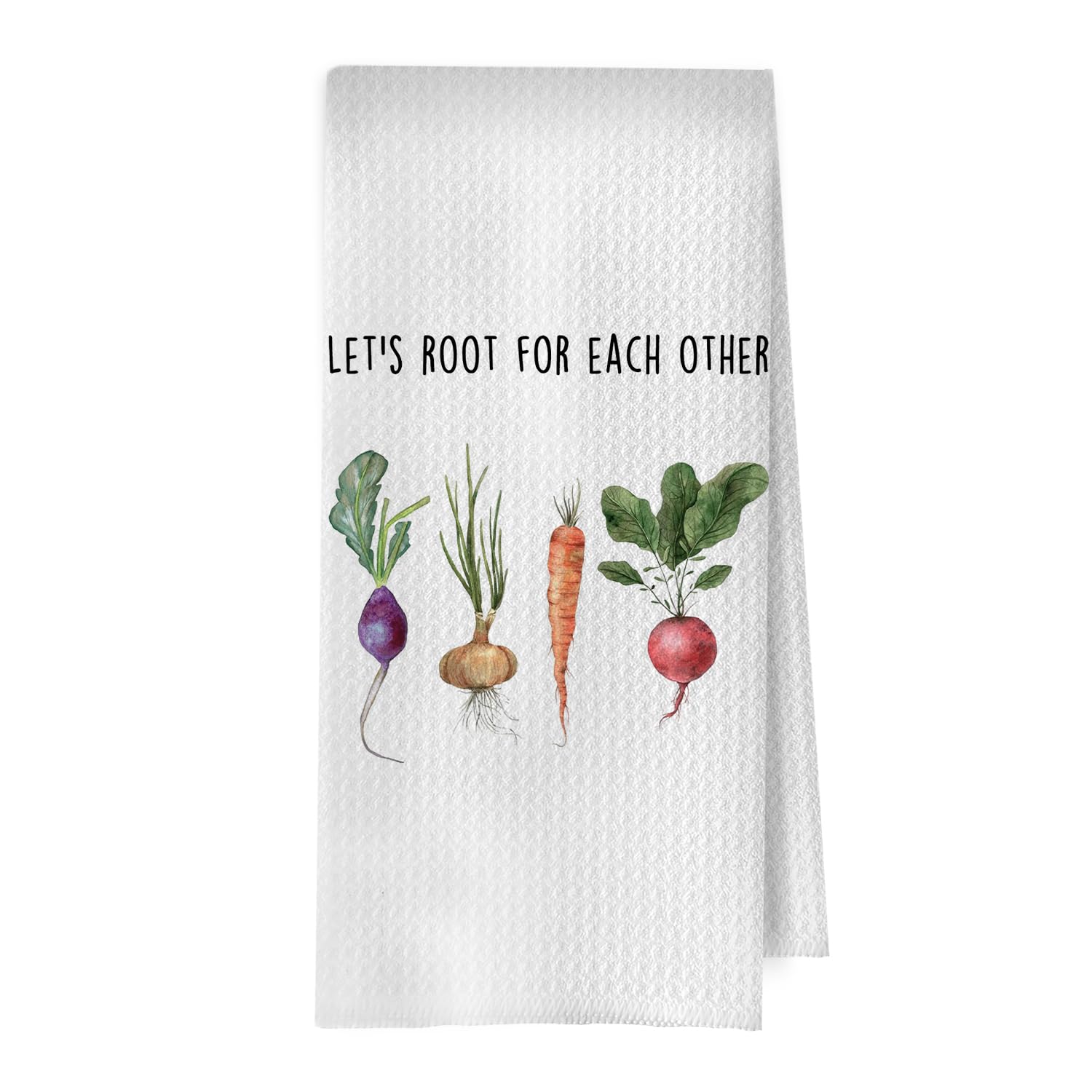Inspirational Foodie Kitchen Towels - Funny Vegetarian Decorative Waffle Dish Towels, Gardening Gifts Hand Tea Towel, 16x24 Inches