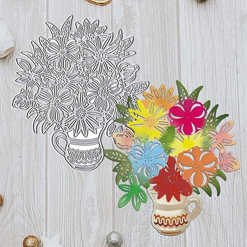 Miniatura 3 de Florero de metal troqueles de corte para hacer tarjetas, fondo de maceta de flores, troqueles de fondo, troqueles de fondo, plantilla de estampado,