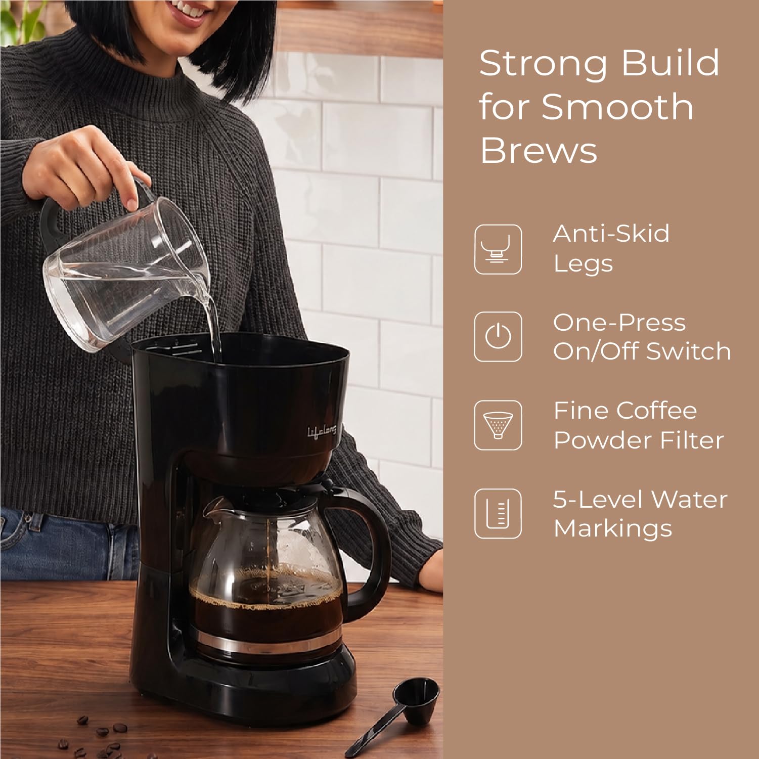 Lifelong Drip Coffee Maker - 5 Cup Coffee Machine -3 Lifelong Drip Coffee Maker - 5 Cup Coffee Machine -3
