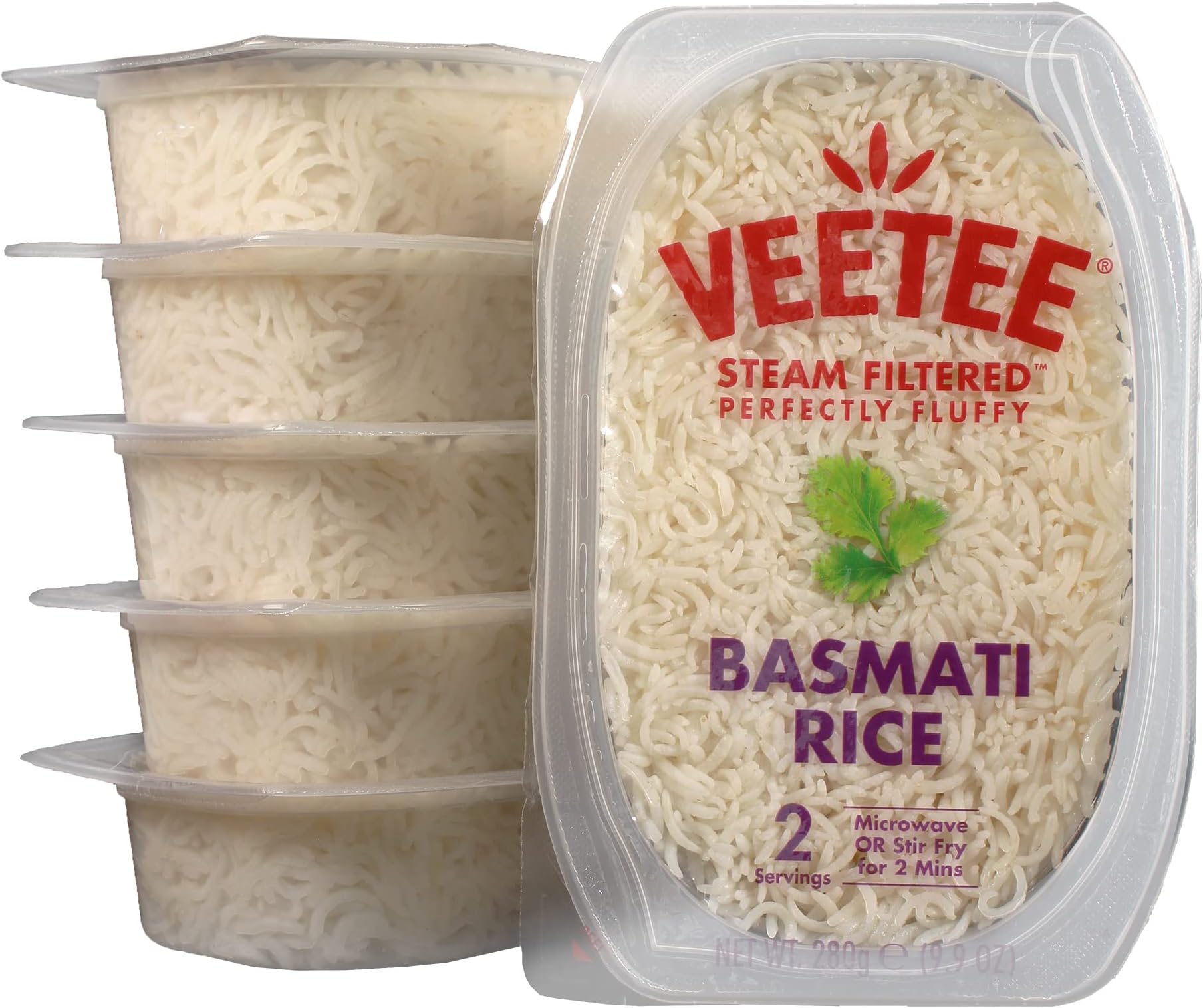 Veetee Basmati Rice - 2 Minute Rice Microwavable Meals - Instant Rice Meals Ready to Eat Gluten Free Precooked Rice - 9.9oz (Pack of 6)