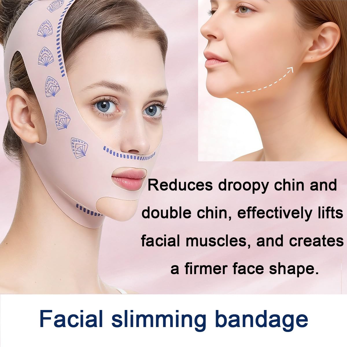2 Piezas Correa Facial V Line Ajustable, Mascarilla para Papada Reutilizable en Forma de V, Banda de Ajuste de Cara de Barbilla en Forma de V, Banda Reafirmante Facial Transpirable, Ideal para Reducir — view 6