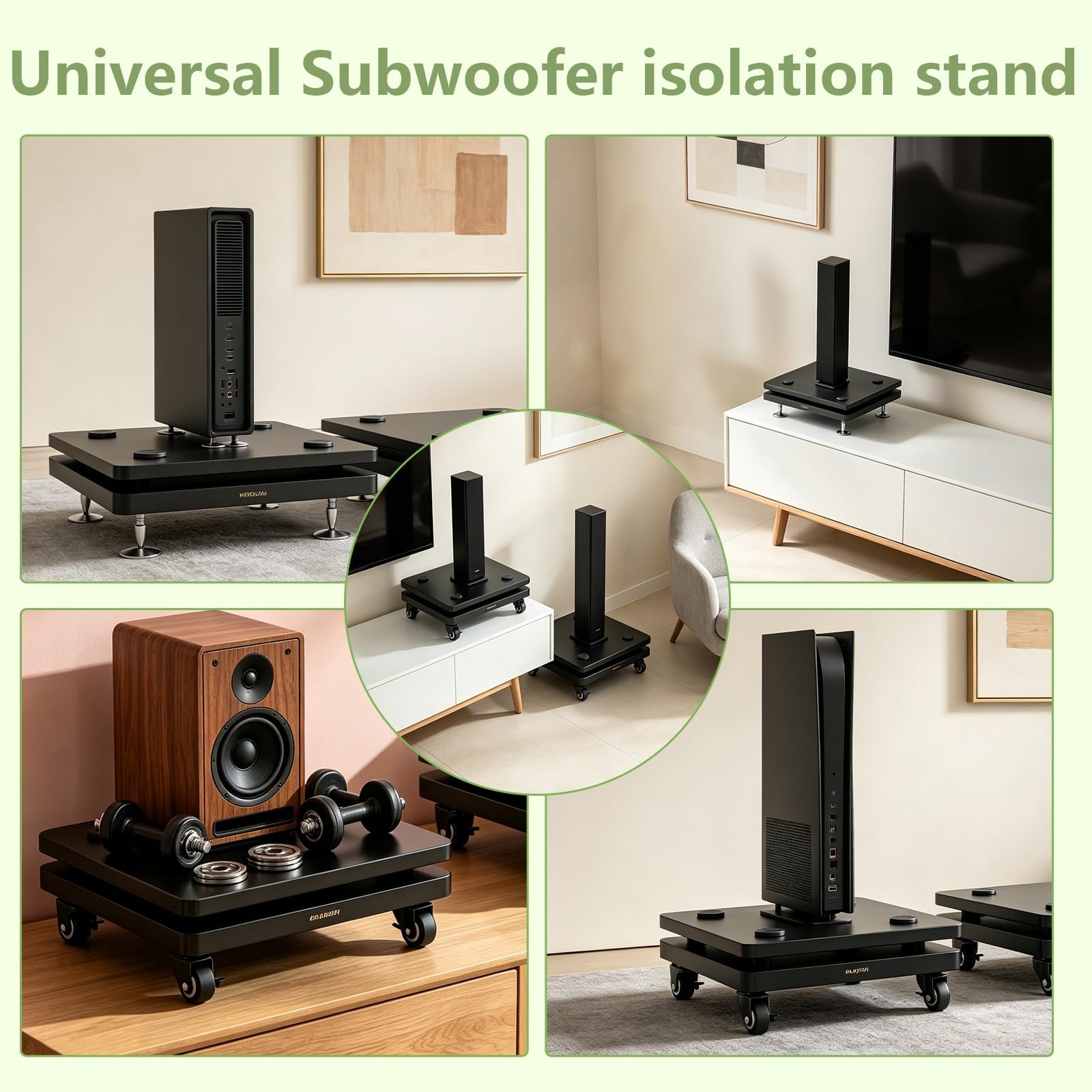 Lautsprecher-Isolationsständer mit verstellbaren Spike-Füßen, Subwoofer-Plattform, MDF-Audiobasis for Studiomonitor, Boden-HiFi-System und Heimkino, Vibrationserhöhung