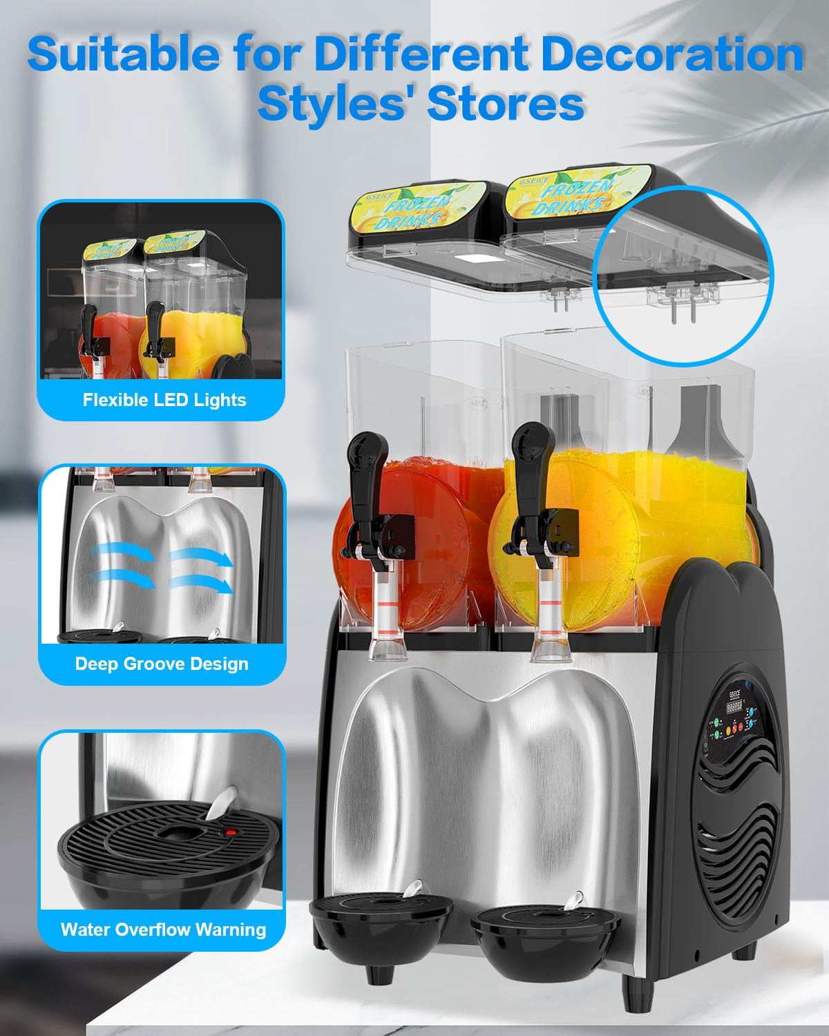 GSE Slush Maschine 12Lx2 Frozen Drink Maker für Gewerbe, Cocktail, Margarita