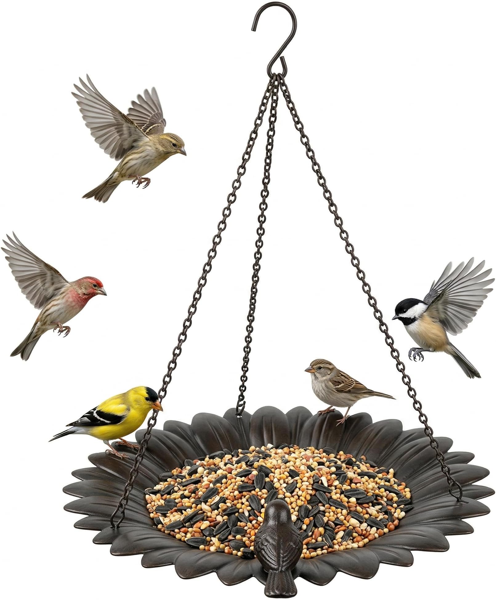 Metal Hanging Bird Feeder Tray to Attracting Bird for Outdoor Garden Decorative Birdfeeder