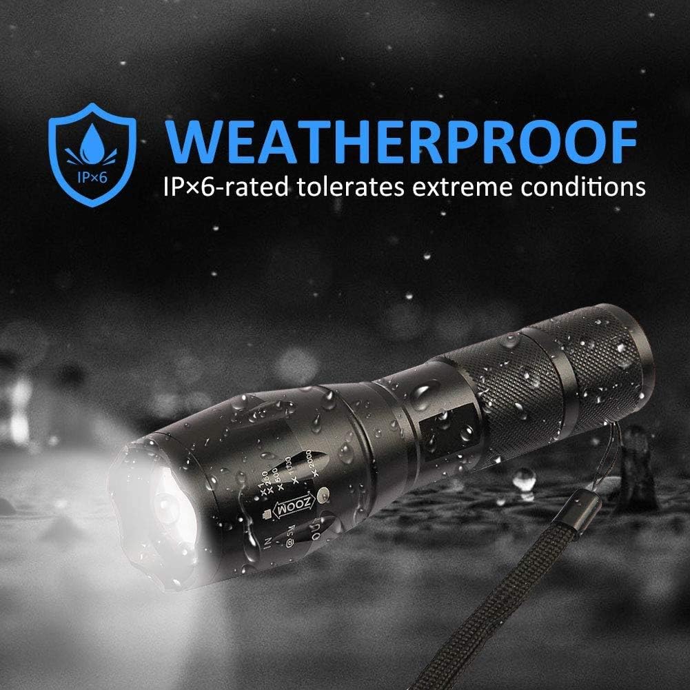 BEACON Handheld Flashlight, Flashlights, LED Flashlight with High Lumens, Zoomable, 5 Modes, Water Resistant for Camping, Outdoor, Emergency, Everyday Flashlights(2 PACK) - - 