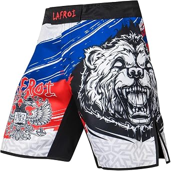 LAFROI Mens MMA Cross Training Boxing Shorts Trunks Fight Wear with Drawstring and Pocket-QJK01