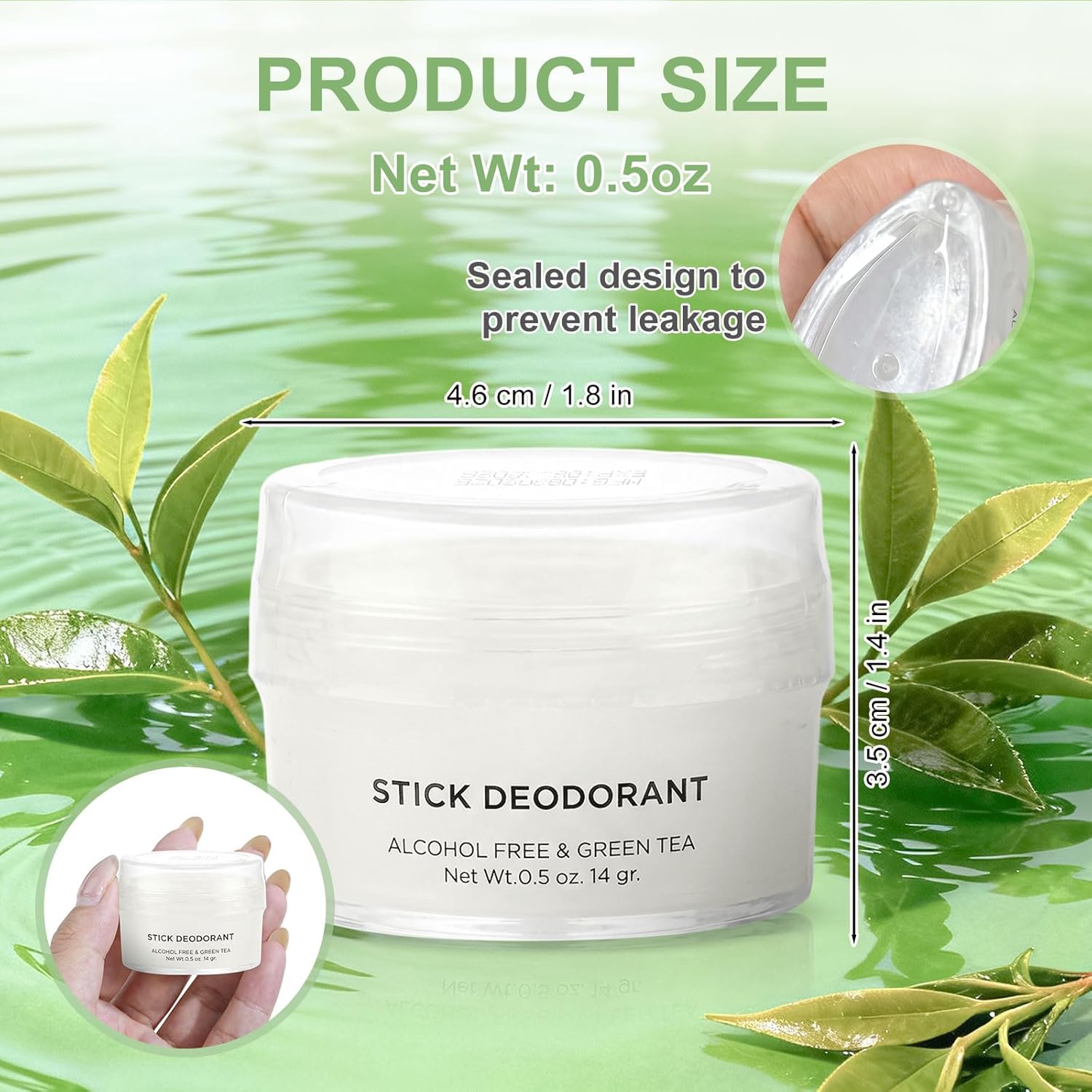 0.5oz Bulk Deodorant Gel for Men Women,Travel Size Deodorant Bulk Trial Size Mini,Natural Green Tea & Aluminum Free,Antiperspirant Deodorant for Travel Homeless Shelters (Pack of 50)