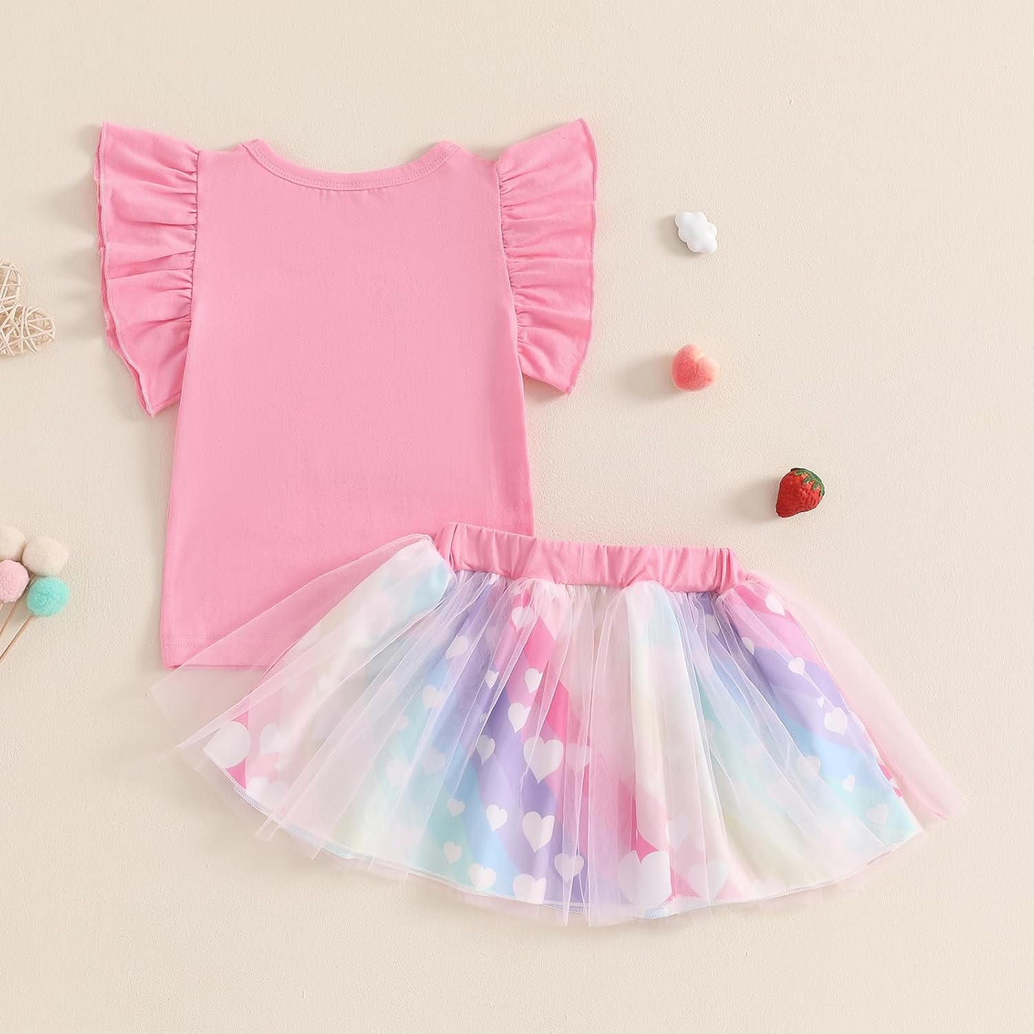 Toddler Birthday Dress Outfit Birthday Girl Embroidery Ruffle Shirt Princess Mesh Tutu Skirt Party Gifts for Girls - Image 3