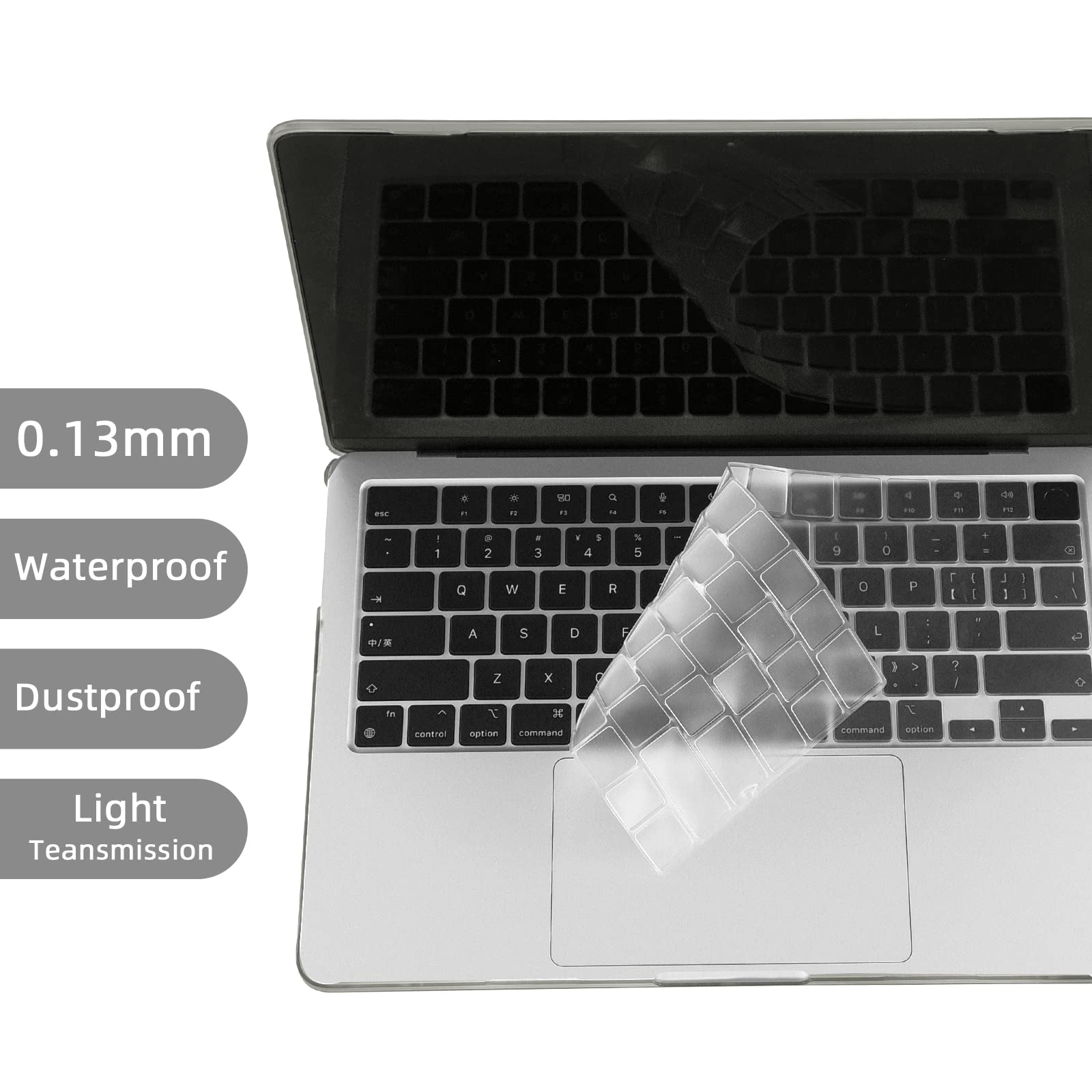 BlueSwan Custodia Compatibile con 2024 2022 MacBook Air 13,6 Pollici M2 M3 A2681 A3113, Cover Rigida Trasparente e Cover per Tastiera e Tappetino per Mouse Portatile - Cristallo Grigio