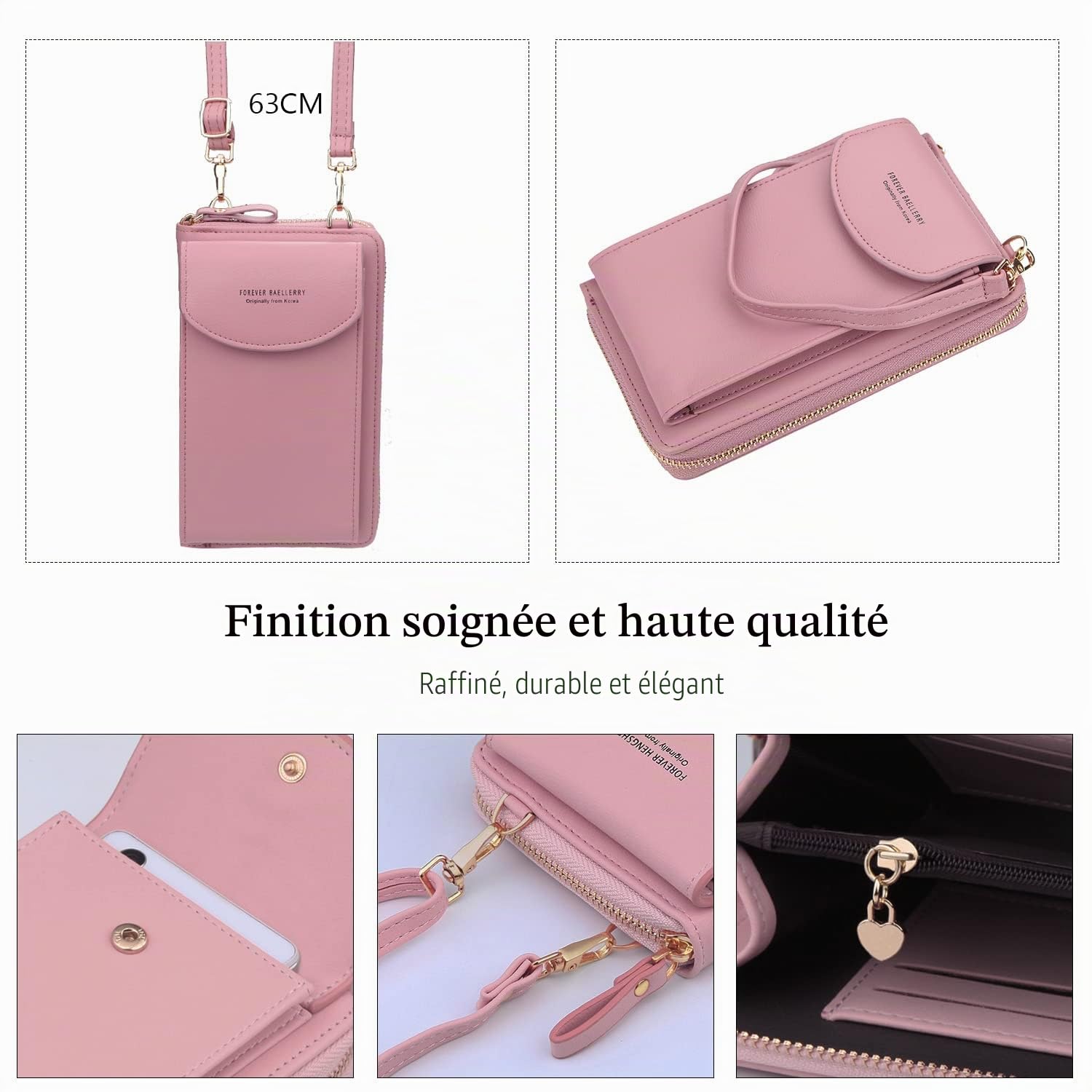 FANDARE Mode Sac Bandoulière Sacoche Portefeuille Léger pour téléphone Portable Crossbody Bag Sac d'épaule Femmes pour Fille Achats Fête École Voyage Cartable Pochette Étanche PU