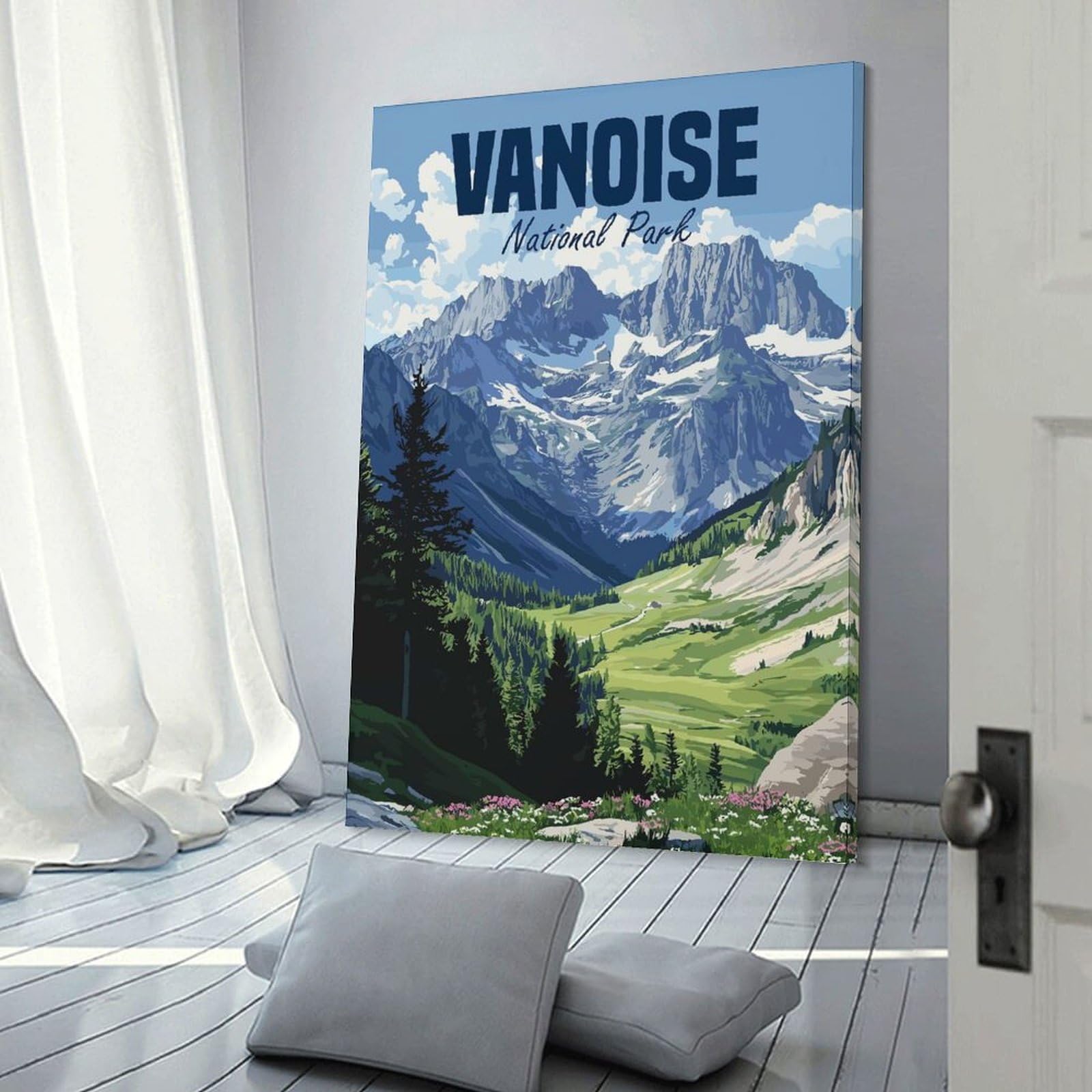 Junmoney Frame-Style-2 Vanoise National Park Vintage (2) Wall Picture Print 24X36inch(60X90cm), For Picture Wall Styling In Lounge Or Bedroom, Ideal For Building A Coordinated Art Wall