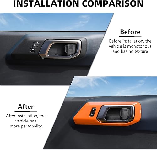 Miniatura 2 de RAZPOY Cubierta de Manija de Puerta Interior Trim Compatible con Ford Bronco 2021-2025 Accesorios Interiores, Naranja