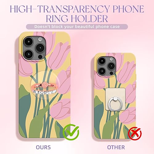 Miniatura 9 de Jsoerpay - Soporte transparente para anillo de teléfono, 2 piezas, soporte transparente para anillo de teléfono celular con diamante, agarre para el