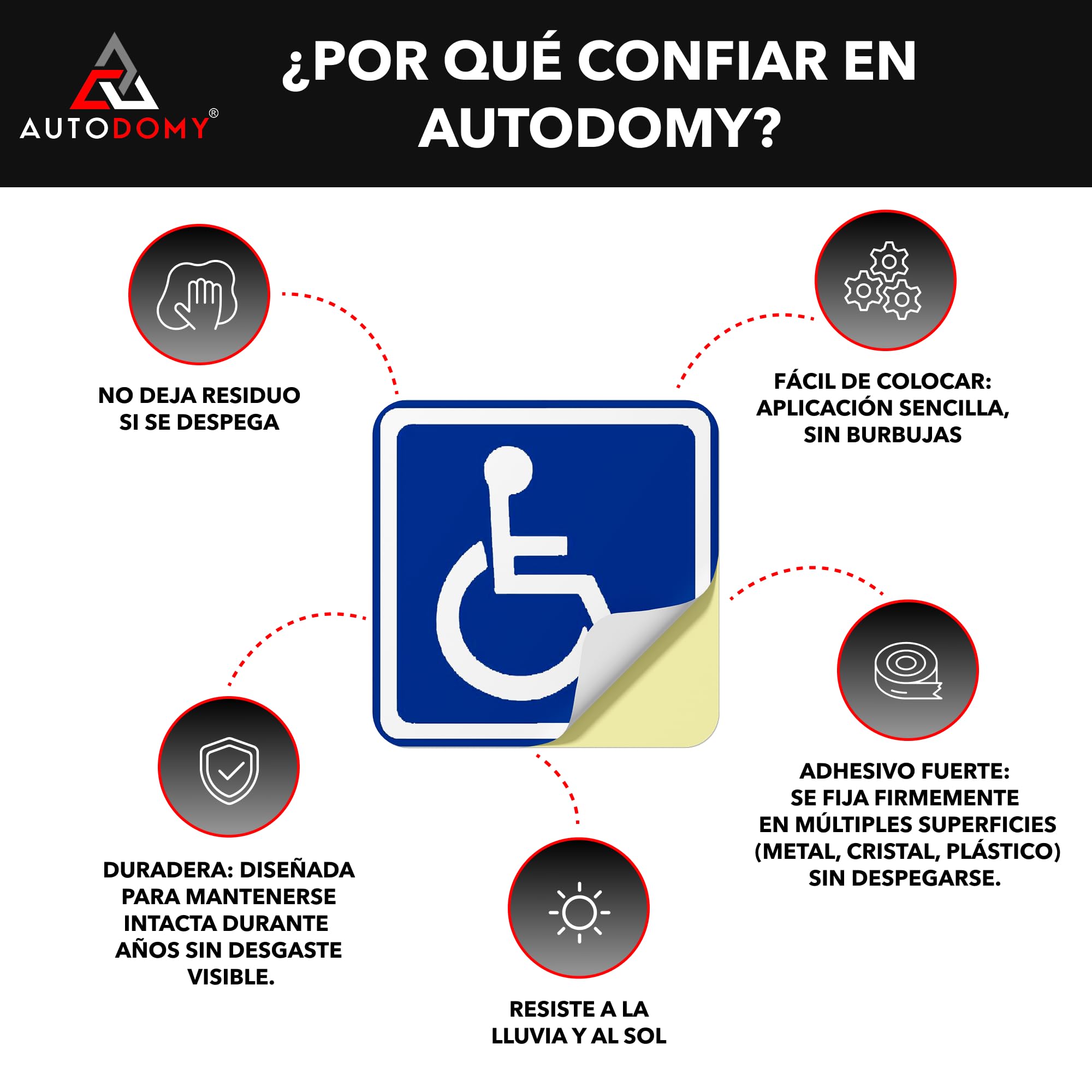 Autodomy Pegatinas Discapacitado Minusvalido Pack 2 Unidades | Adhesivo Minusvalido Coche Furgoneta Camión 10x10 cm (Uso externo) — view 3