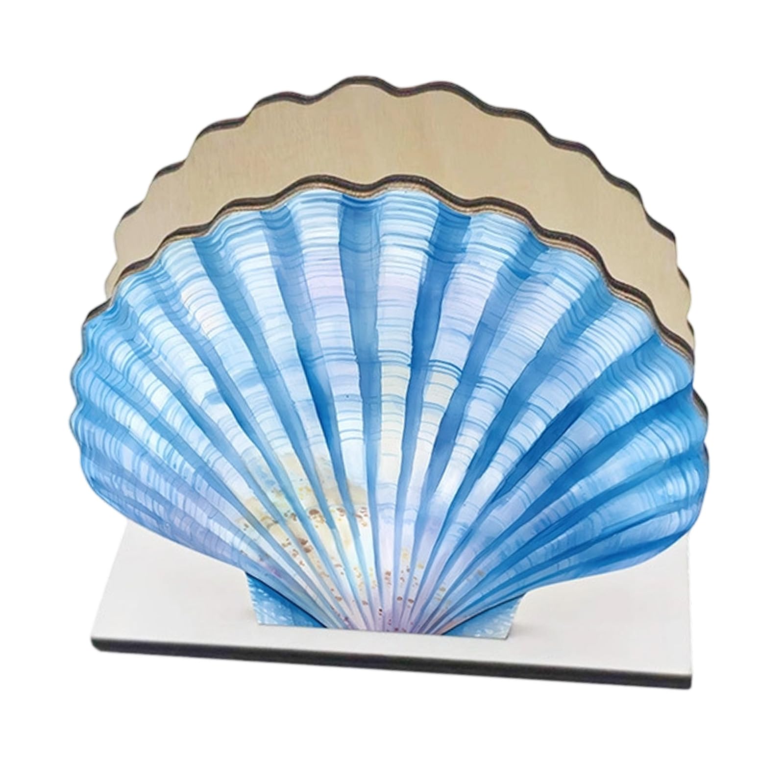 Kalttoy Handcrafted Wooden Kitchen Napkin Stand Featuring Marine Lighthouse Shell and Starfishes Carvings Handcrafted Wood Napkin Rack