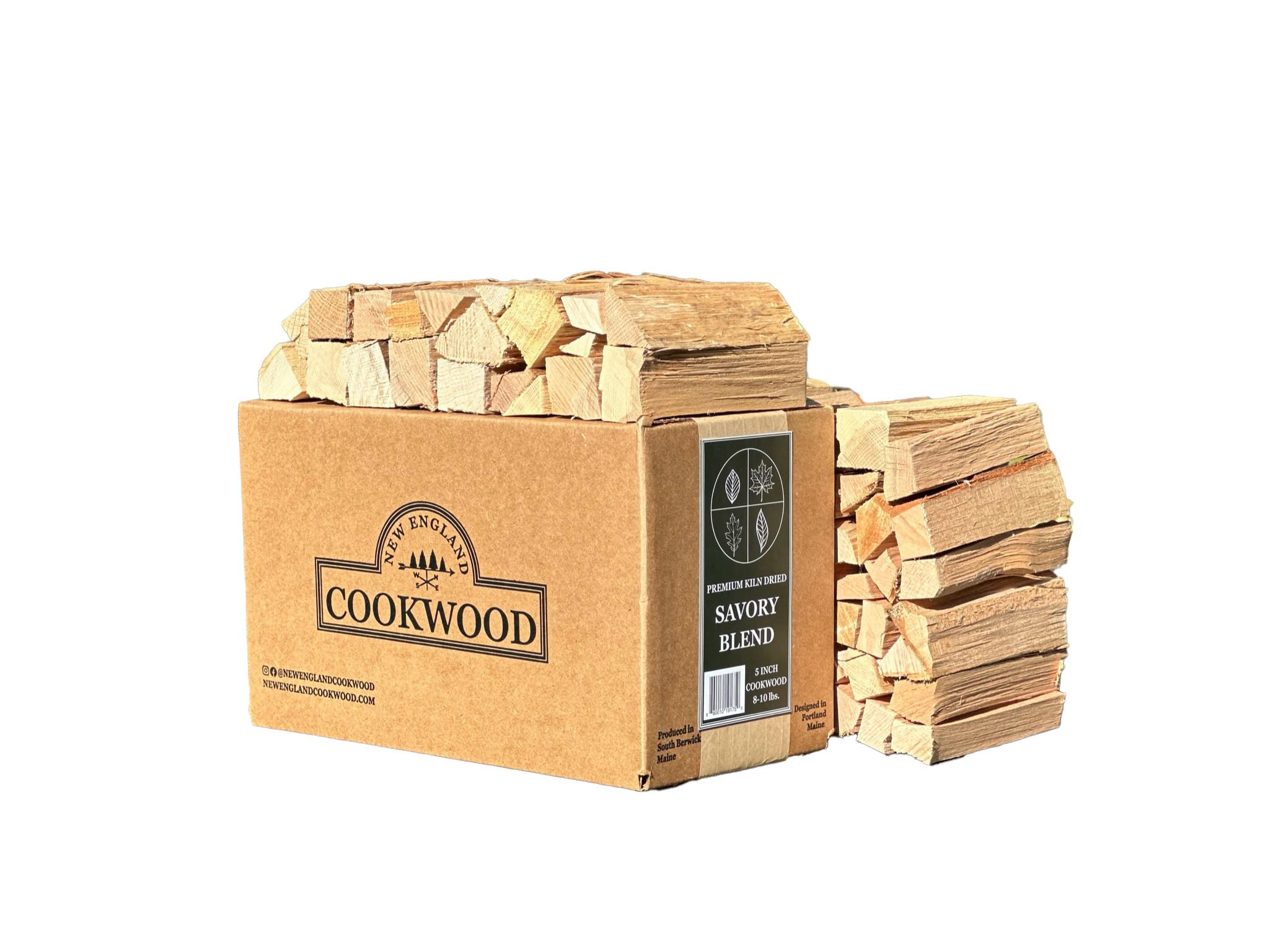 Savory Blend 5 Inch Universal Cooking Firewood - 8lbs. ~575cuin Premium Kiln Dried Cooking Wood for Grills, Smokers and Ooni, Solo, Bertello Pizza Ovens (Savory Hardwood Blend)