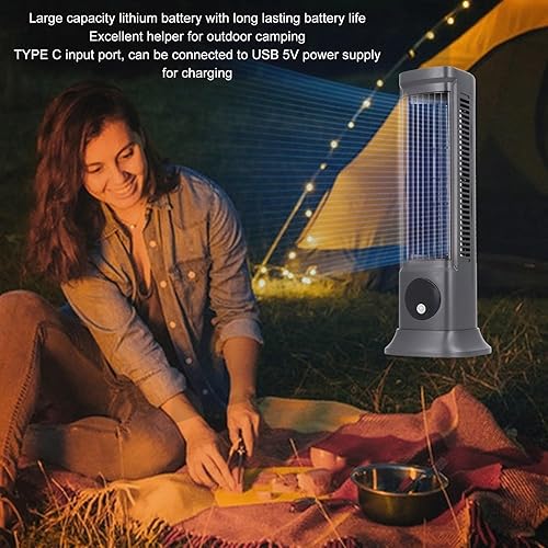 Miniatura 8 de Ventilador de torre de escritorio Oscillating Pro - Ventilador de mesa compacto de 10 pulgadas con 3 velocidades ajustables, ventilador de caja