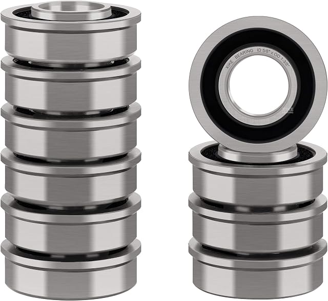 XiKe 10 Pack Flanged Ball Bearings 5/8" x 1-3/8" x 1/2". Be Applicable Lawn Mower, Wheelbarrows, Carts & Hand Trucks Wheel Hub. Replacement for JD AM118315, AM35443, Stens 215-038, 215-061 Etc.
