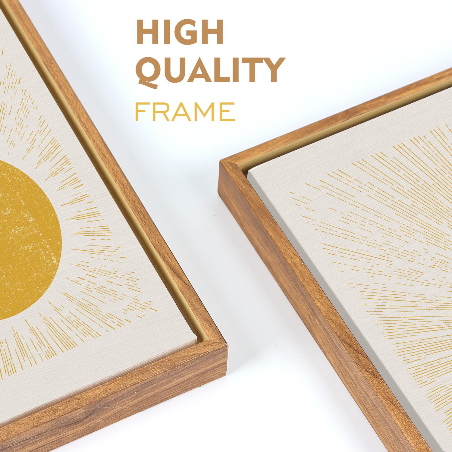Wandbild Sonne & Mond Im Holzrahmen – Schwarz-weiß, Boho, 40,6x61 Cm, Für Wohnzimmer & Schlafzimmer