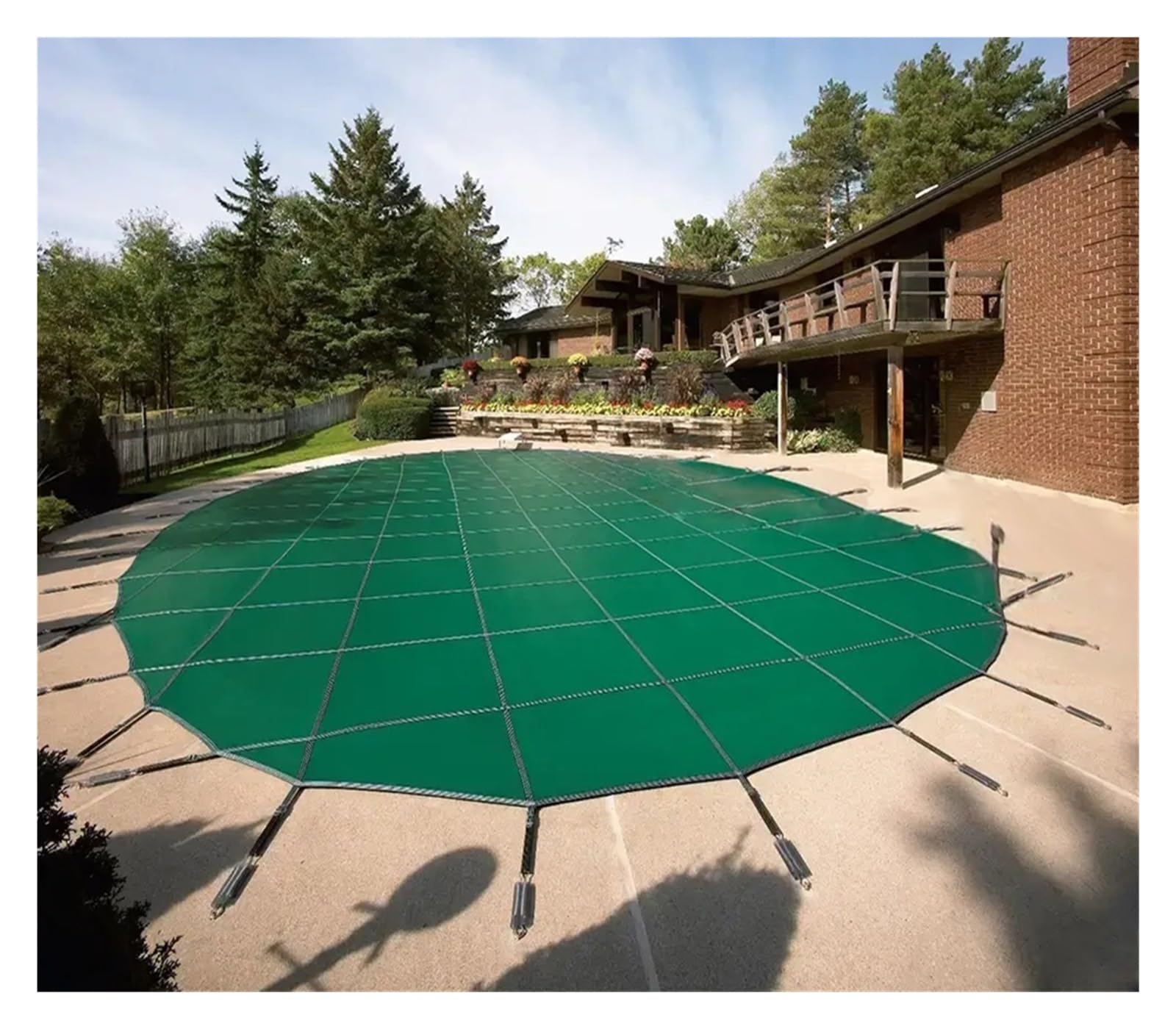 Bâche de sécurité pour piscine creusée de qualité commerciale, protection hivernale robuste pour terrasse en bois et sol en béton, comprend un kit de ressort d'ancrage en laiton
