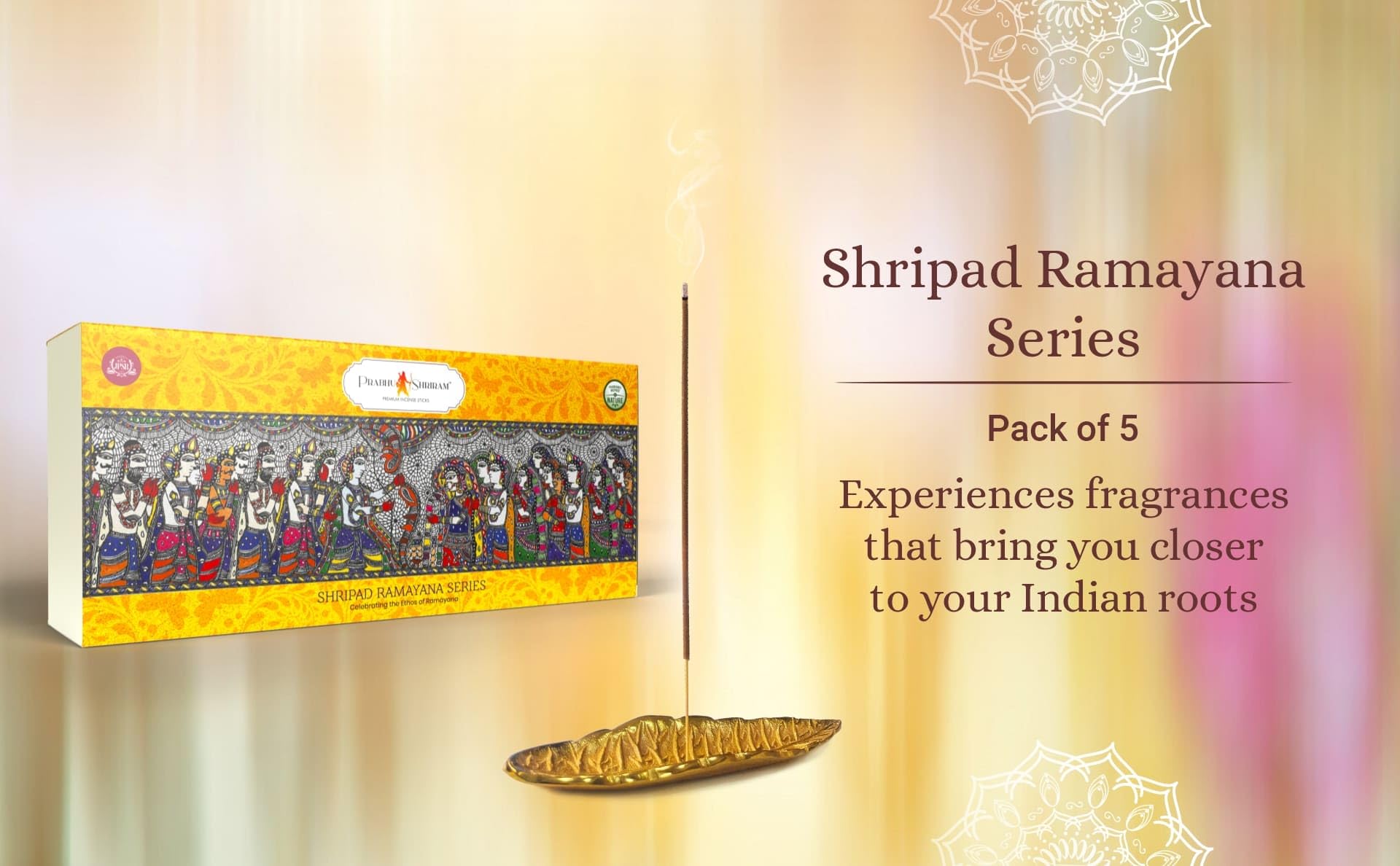 JPSR Prabhu Shriram Divine Shripad Ramayana Luxury Incense Stick Gift Box – Award-Winning, Natural Fragrance Inspired by The Epic Ramayana | Pack of 5 2