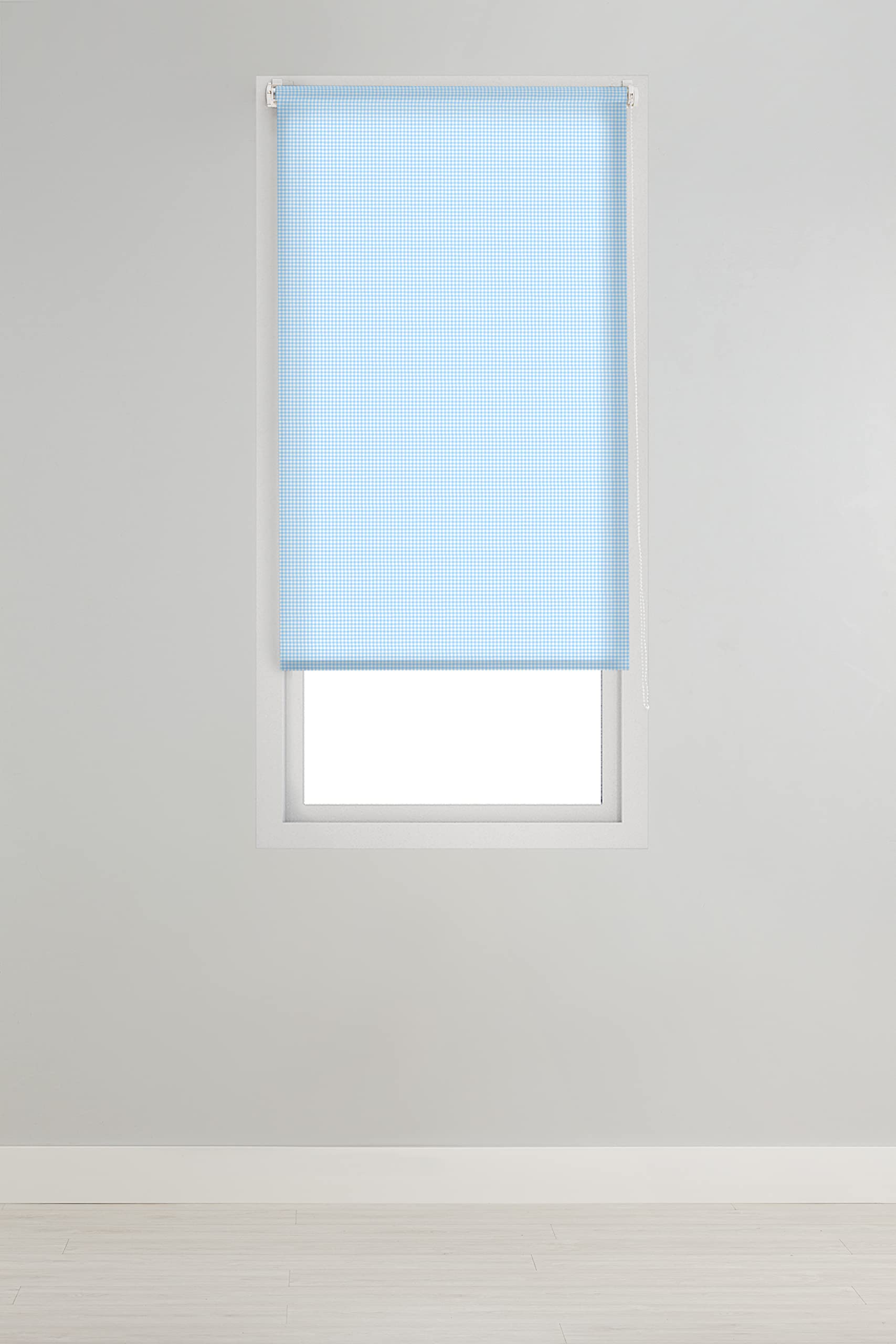 Estoralis | Cuisine | Store Enrouleur | sans Outil Tissu translucide imprimé | Vichy-1 Bleu | 85 x 150 cm. (Largeur/Hauteur) Taille du Tissu 82 x 150 cm. | Stores pour fenêtres et Portes