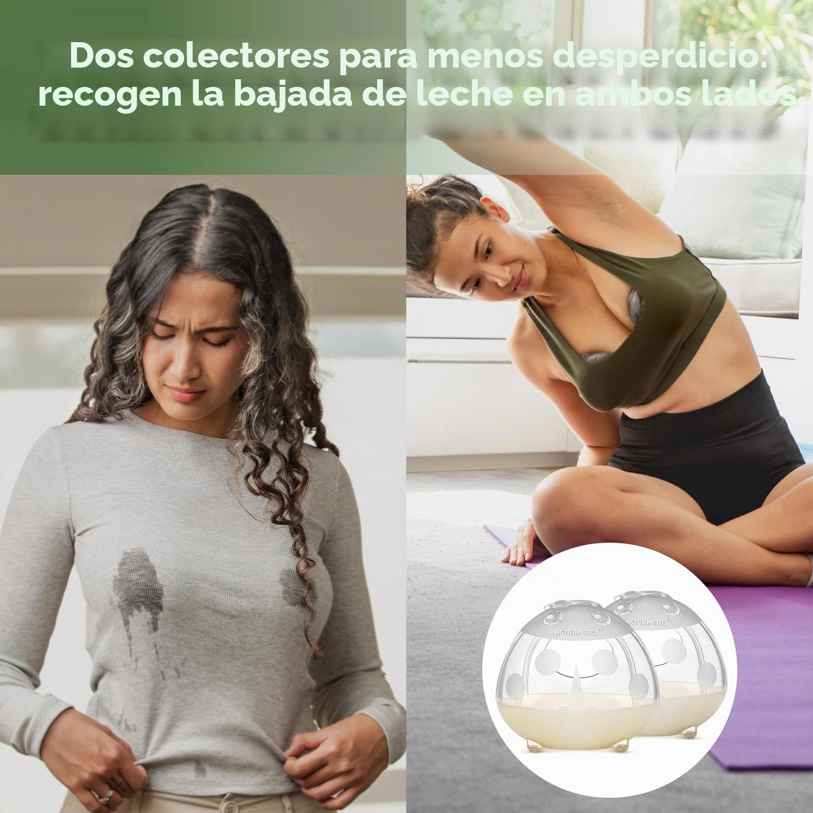 haakaa 100 ML Silicona Extractor de Leche Manual y 2 Piezas Recolectoras de Leche Materna Copas, Saludable e Inofensivo