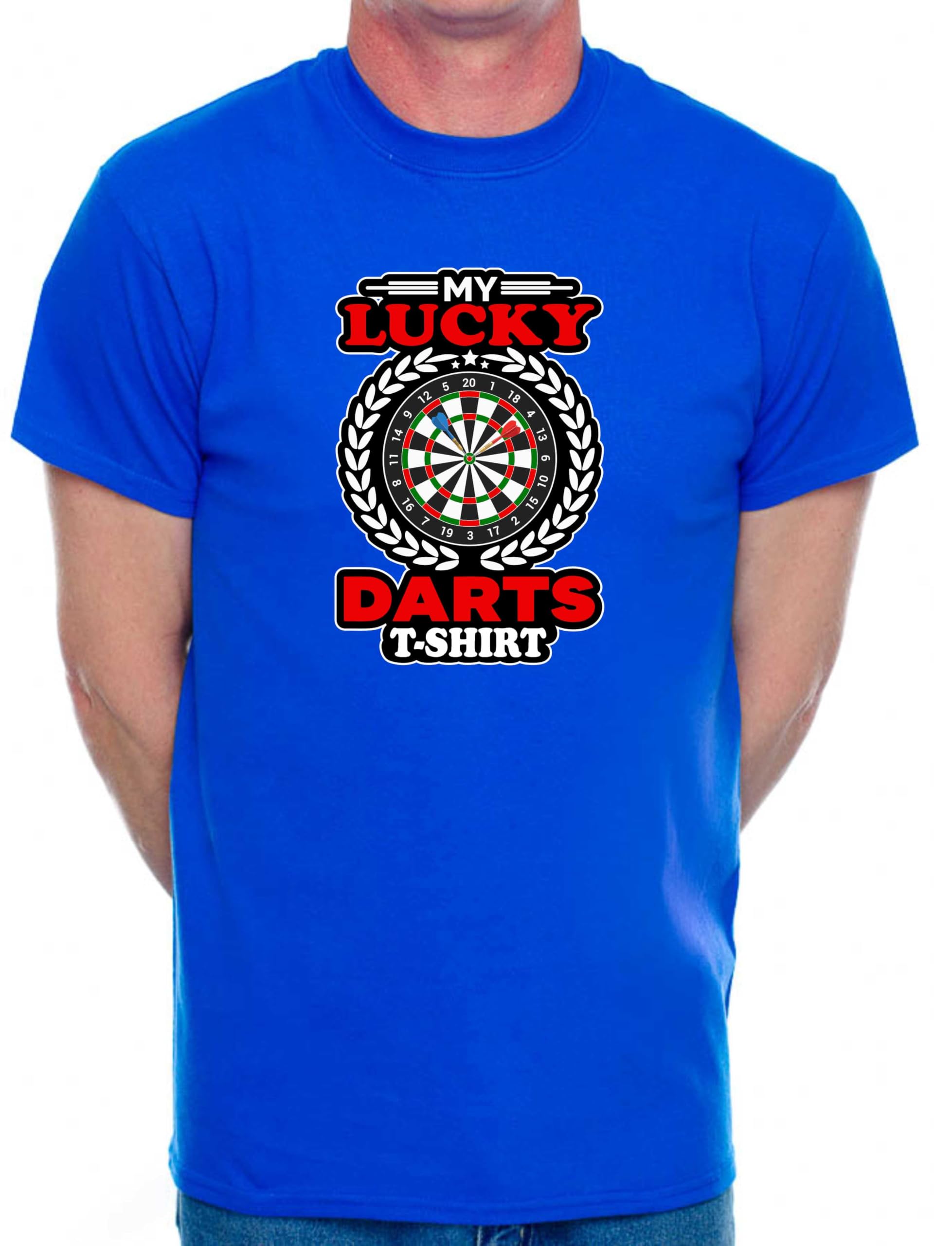 Print4u Men's Blue T-Shirt My Lucky Darts Funny Tee Birthday XX-Large