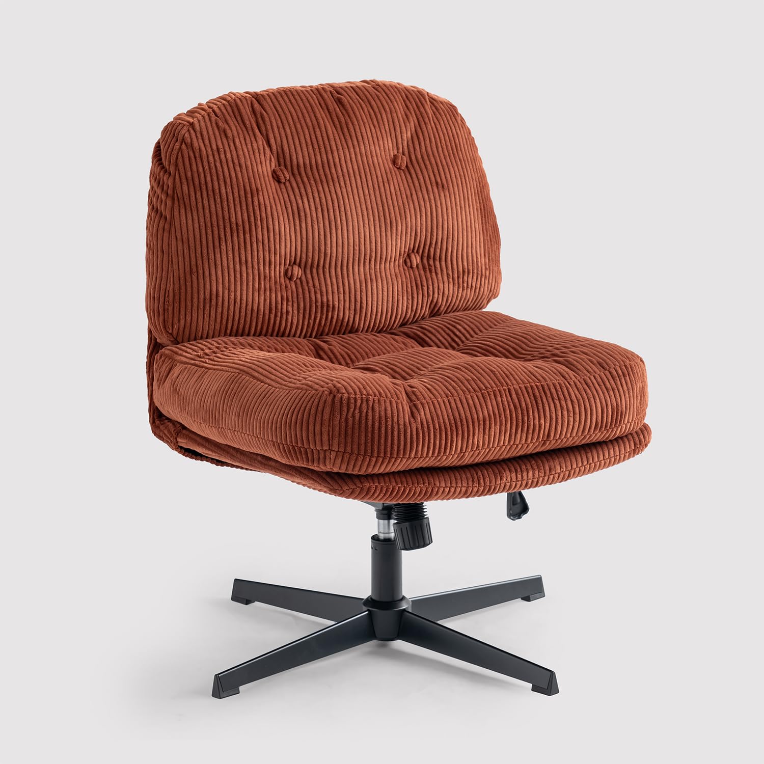 MEUBLE COSY Poltrona Girevole Sedia da Salotto Funzione di Inclinazione Libera Poltroncina Relax con Seduta Spessa Schienale in Velluto a Coste Rosso