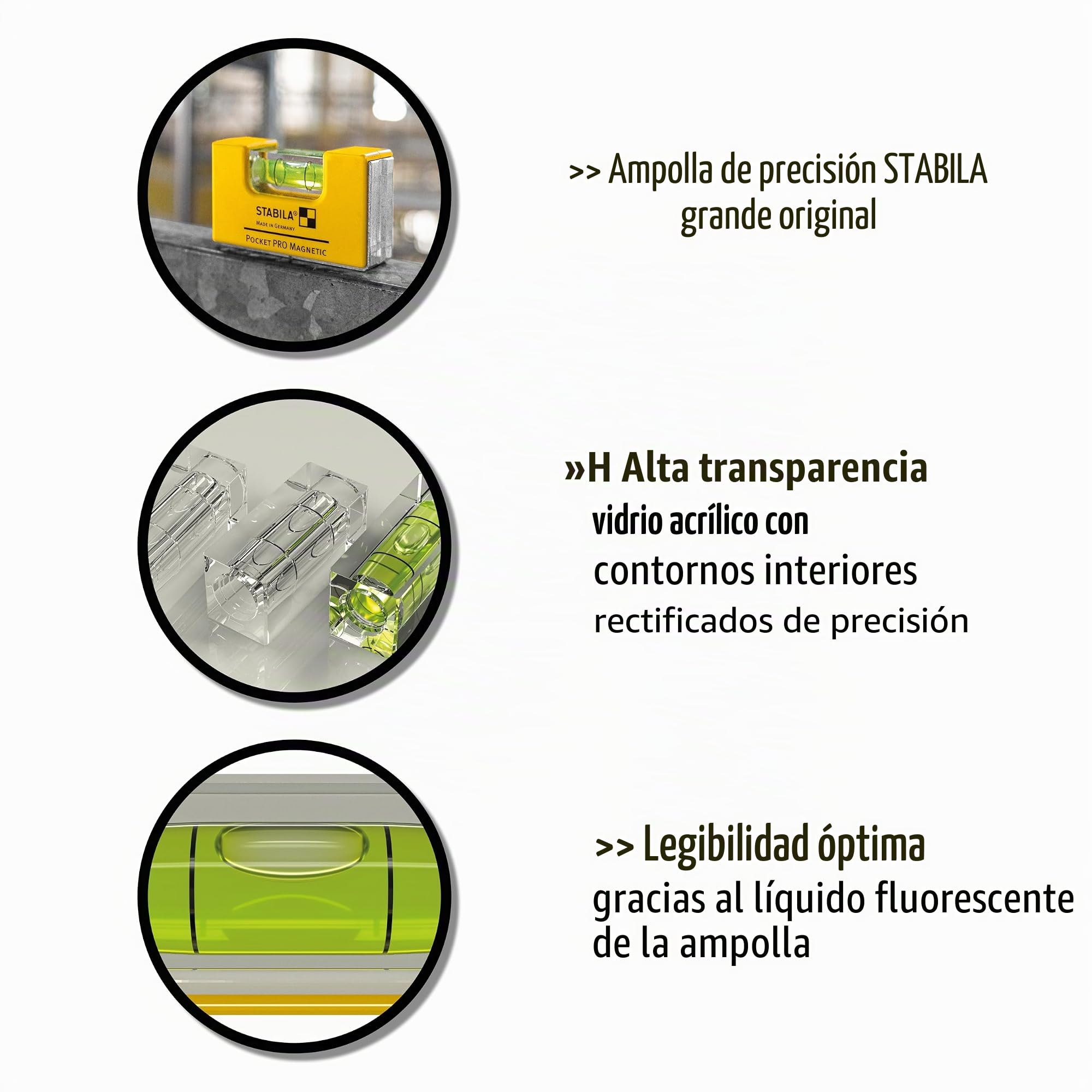 STABILA Mininivel espiritual magnético Pocket PRO con clip para cinturón, 7 cm, fuerte imán de tierras raras, 1 nivel horizontal, fabricado en Alemania, amarillo, 15 x 8 x 20 cm