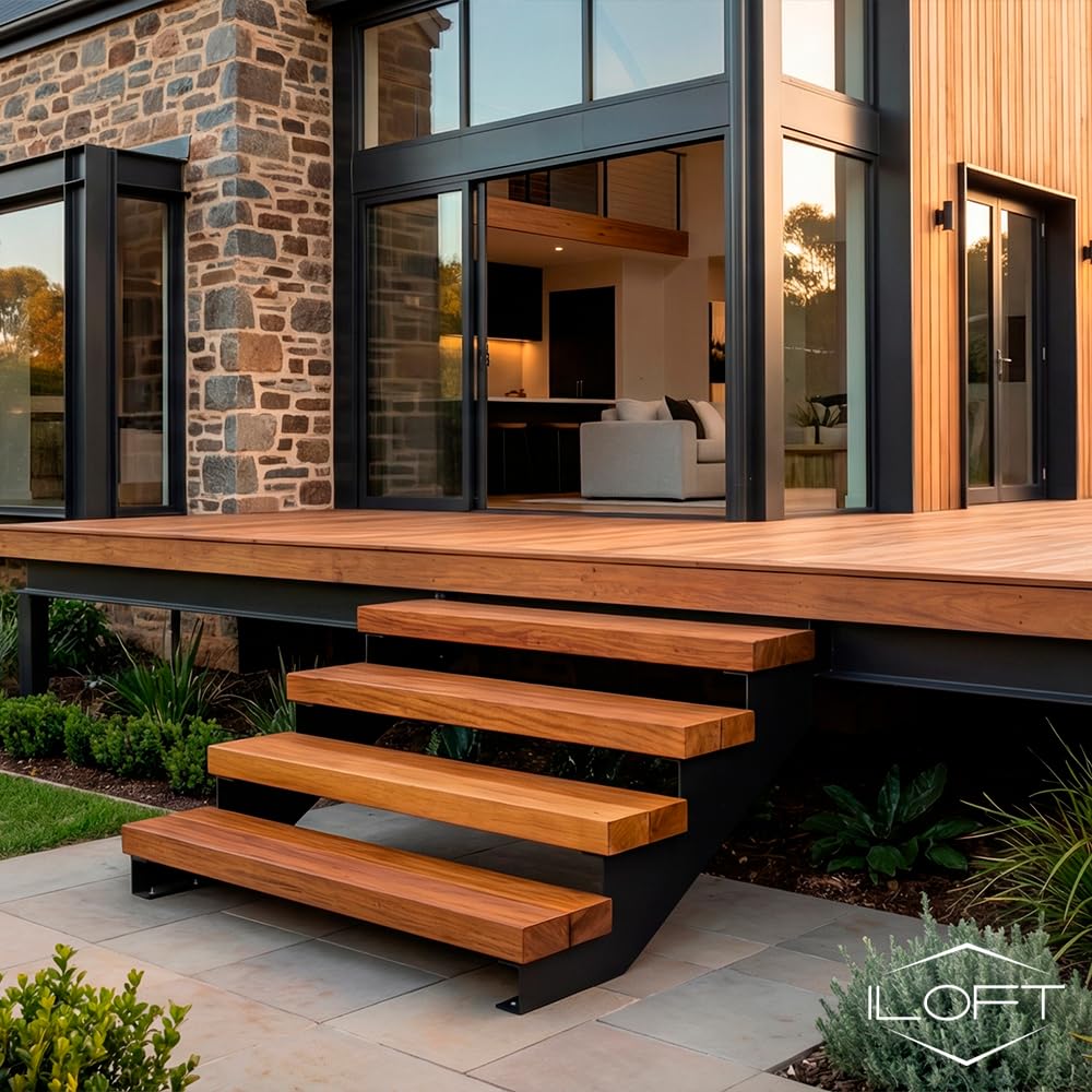 Escalera de 4 peldaños Porty. Estructura metálica para Montaje de Escalera Exterior de Cualquier tamaño para casa o terraza.