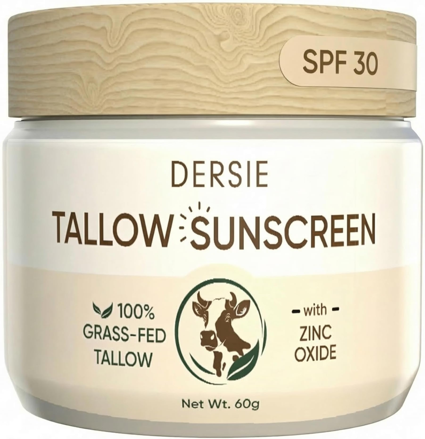 Beef Tallow Sunscreen with Zinc Oxide: Tallow & Zinc Oxide Instant Sun Protection - Non Greasy Formula with Beeswax, Red Raspberry, Carrot Oil - Suitable for Dry and Sensitive Skin - Fresh Scent